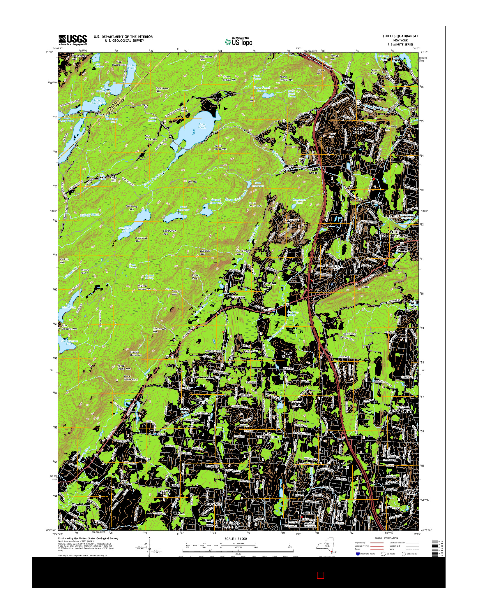 USGS US TOPO 7.5-MINUTE MAP FOR THIELLS, NY 2016