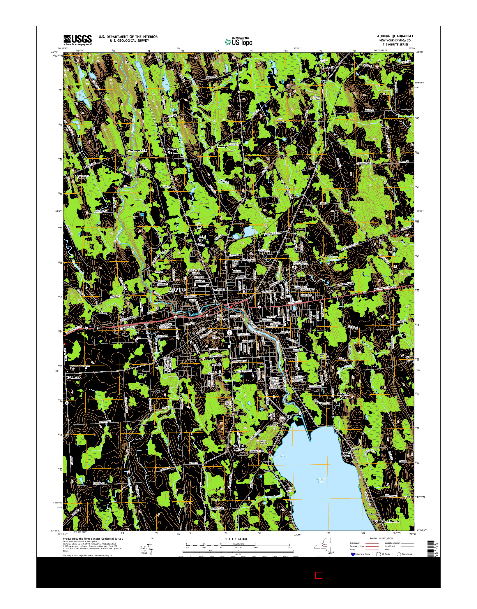 USGS US TOPO 7.5-MINUTE MAP FOR AUBURN, NY 2016