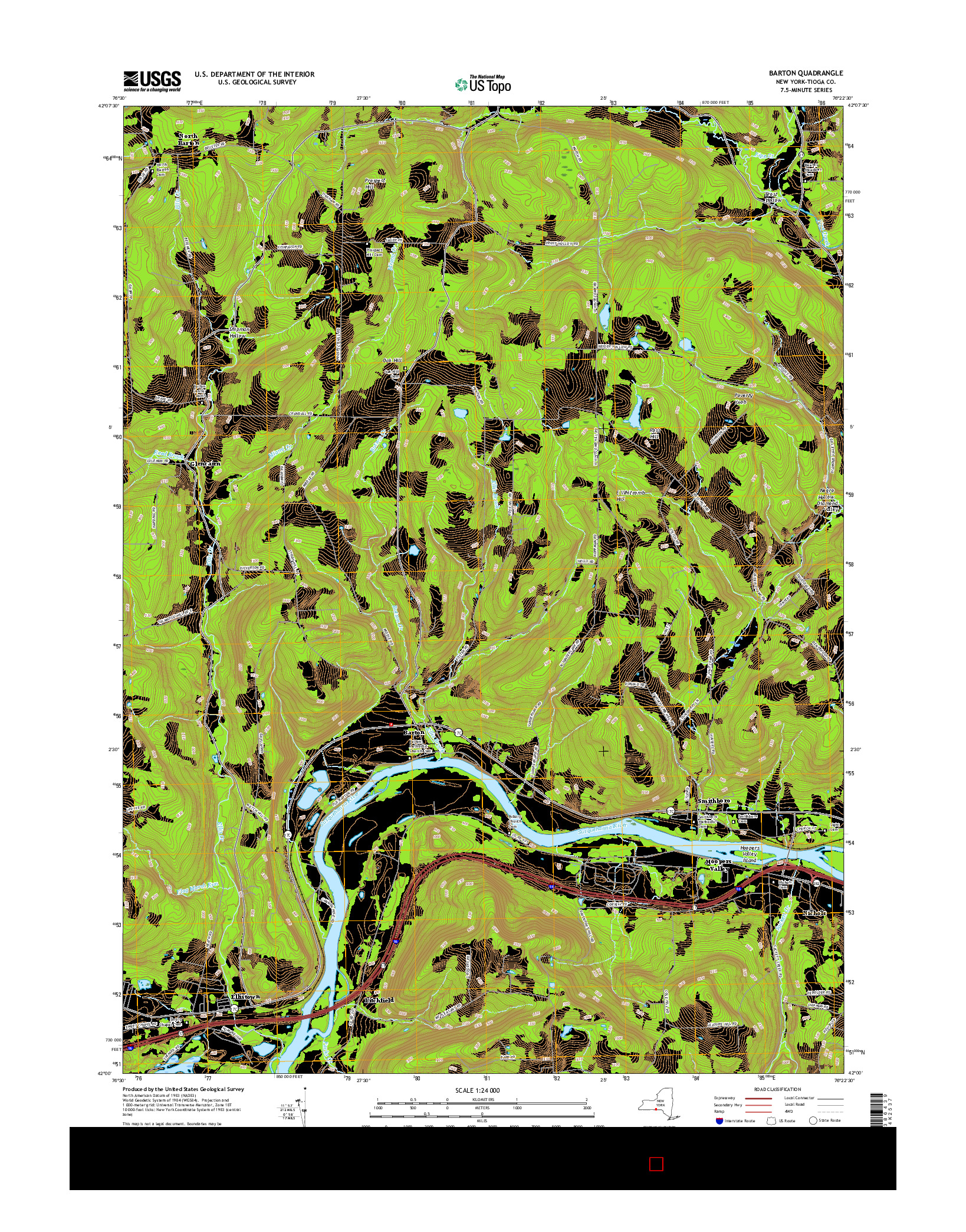 USGS US TOPO 7.5-MINUTE MAP FOR BARTON, NY 2016