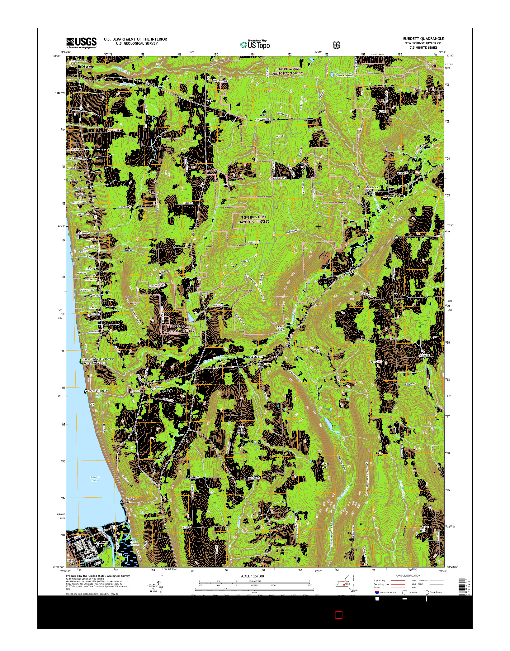 USGS US TOPO 7.5-MINUTE MAP FOR BURDETT, NY 2016