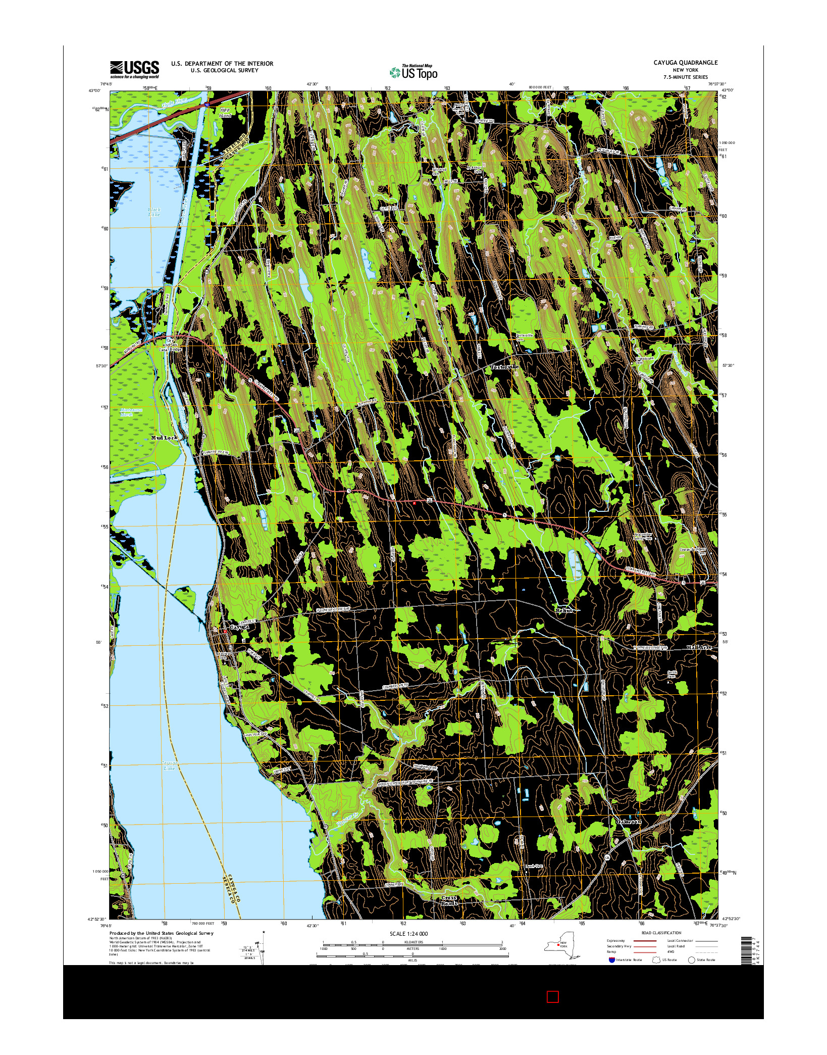 USGS US TOPO 7.5-MINUTE MAP FOR CAYUGA, NY 2016