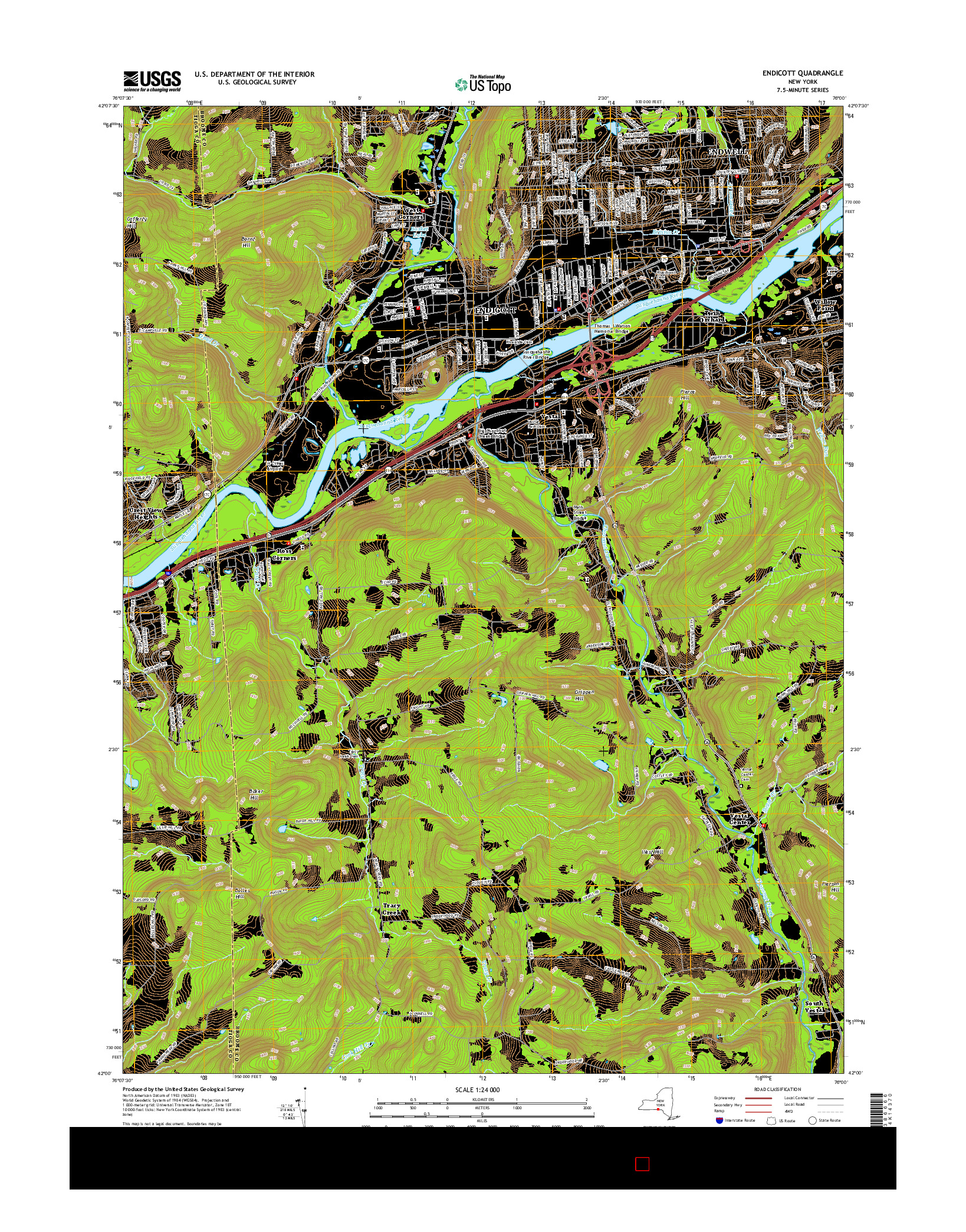 USGS US TOPO 7.5-MINUTE MAP FOR ENDICOTT, NY 2016