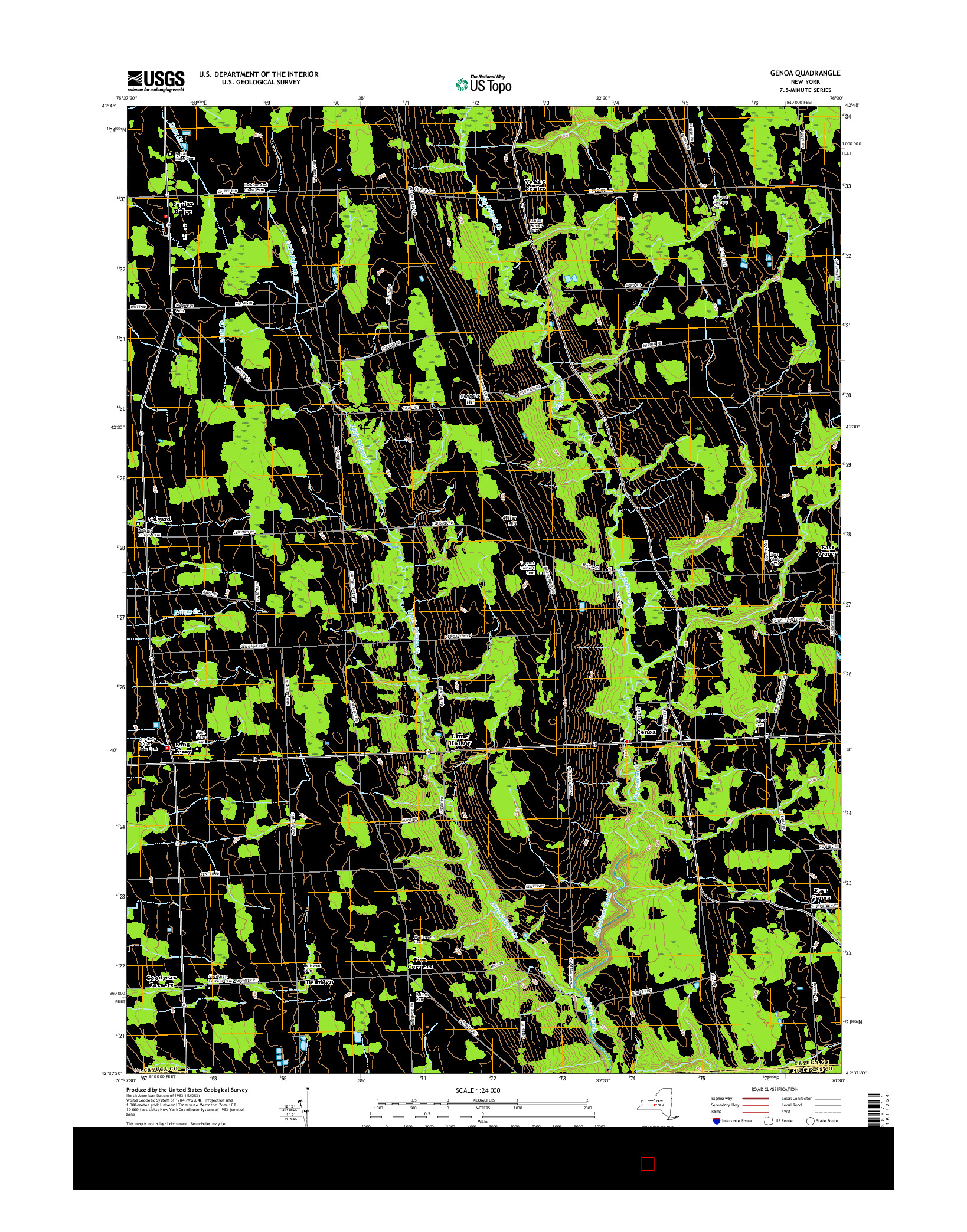 USGS US TOPO 7.5-MINUTE MAP FOR GENOA, NY 2016