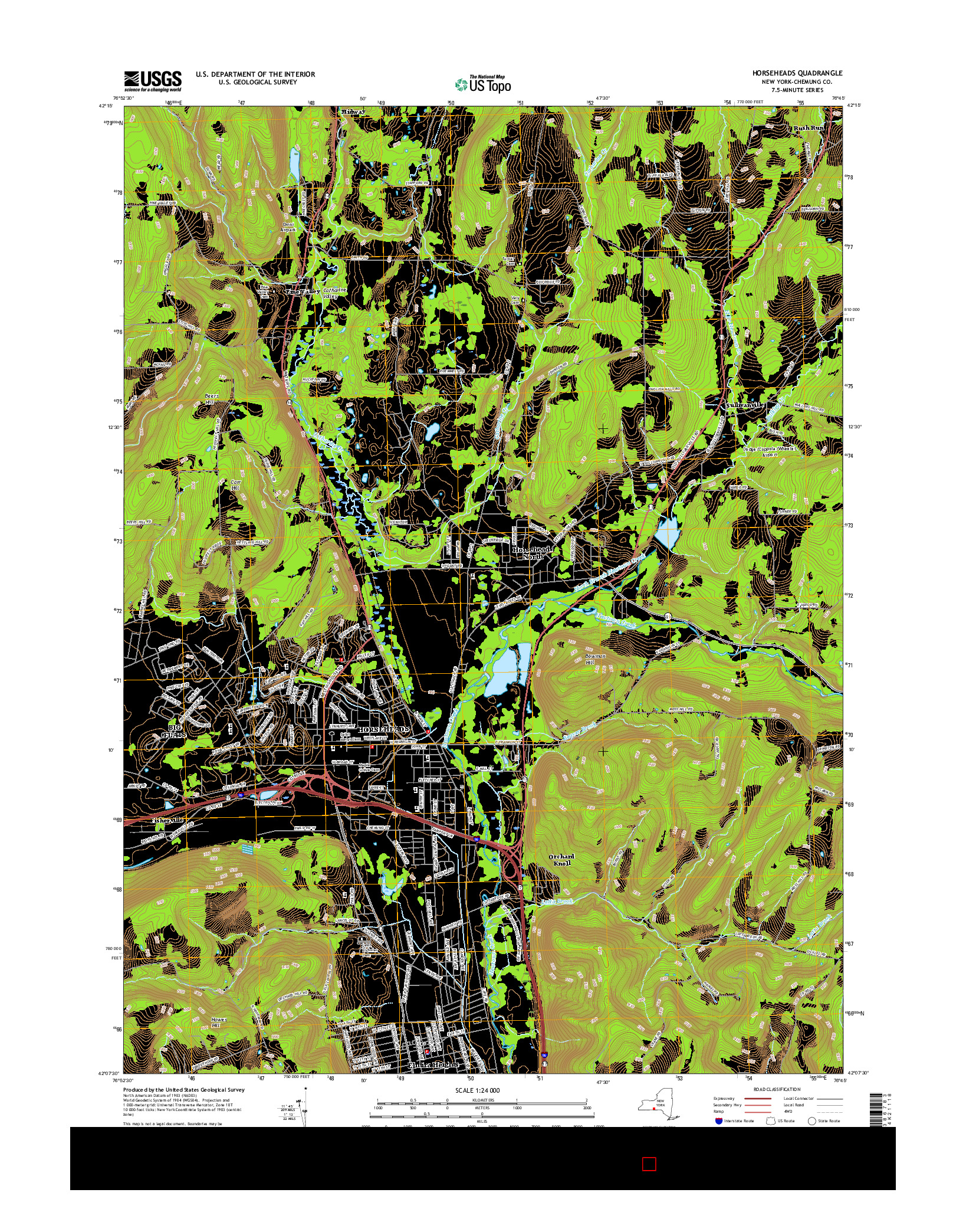 USGS US TOPO 7.5-MINUTE MAP FOR HORSEHEADS, NY 2016