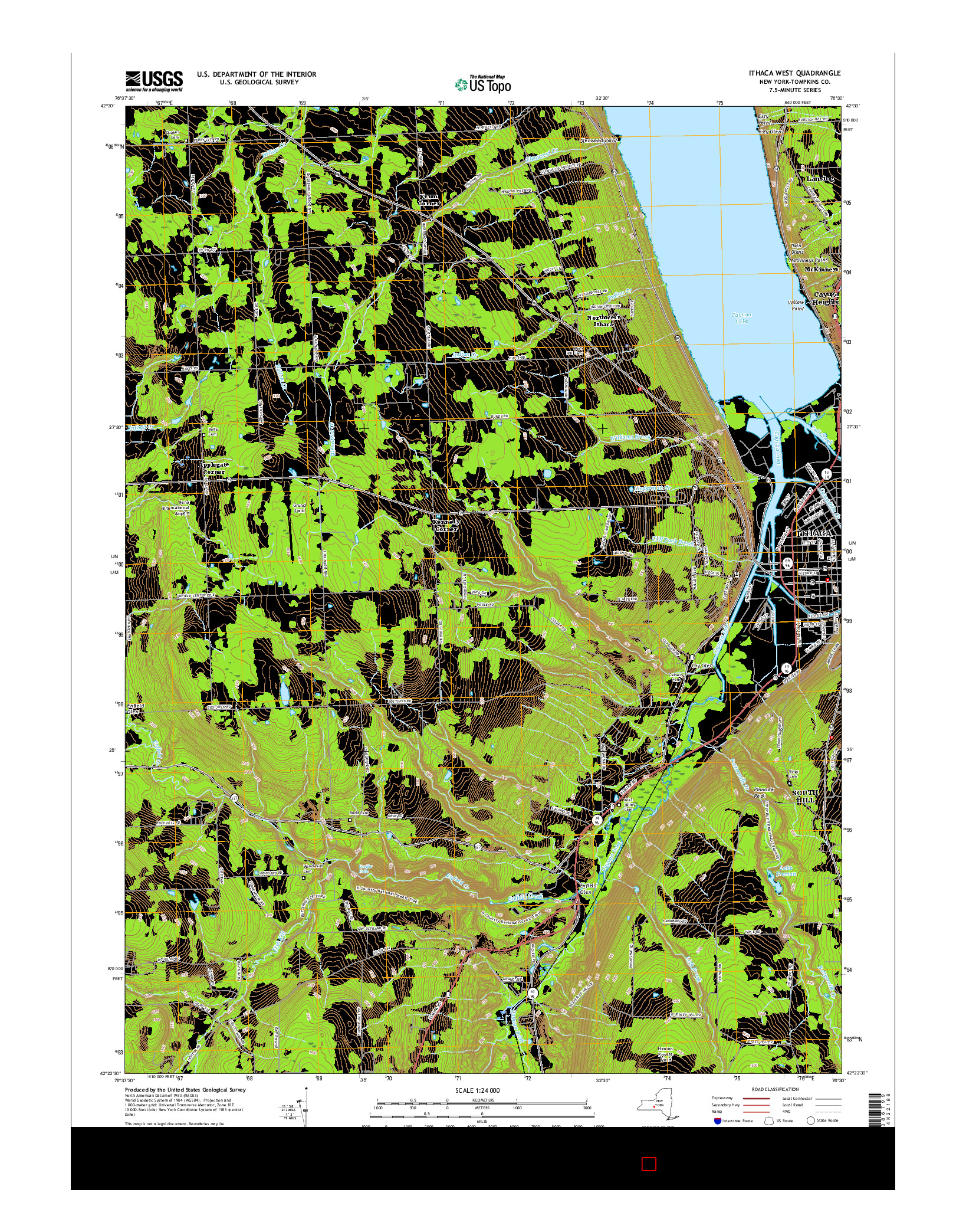 USGS US TOPO 7.5-MINUTE MAP FOR ITHACA WEST, NY 2016