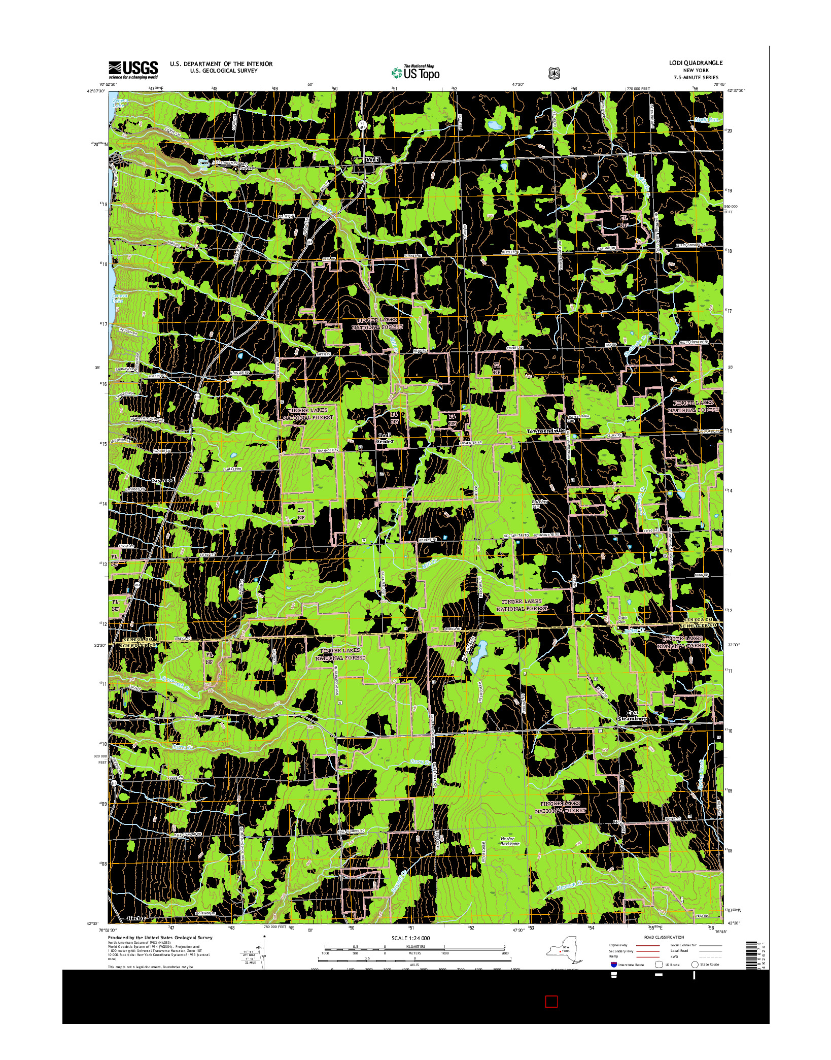 USGS US TOPO 7.5-MINUTE MAP FOR LODI, NY 2016