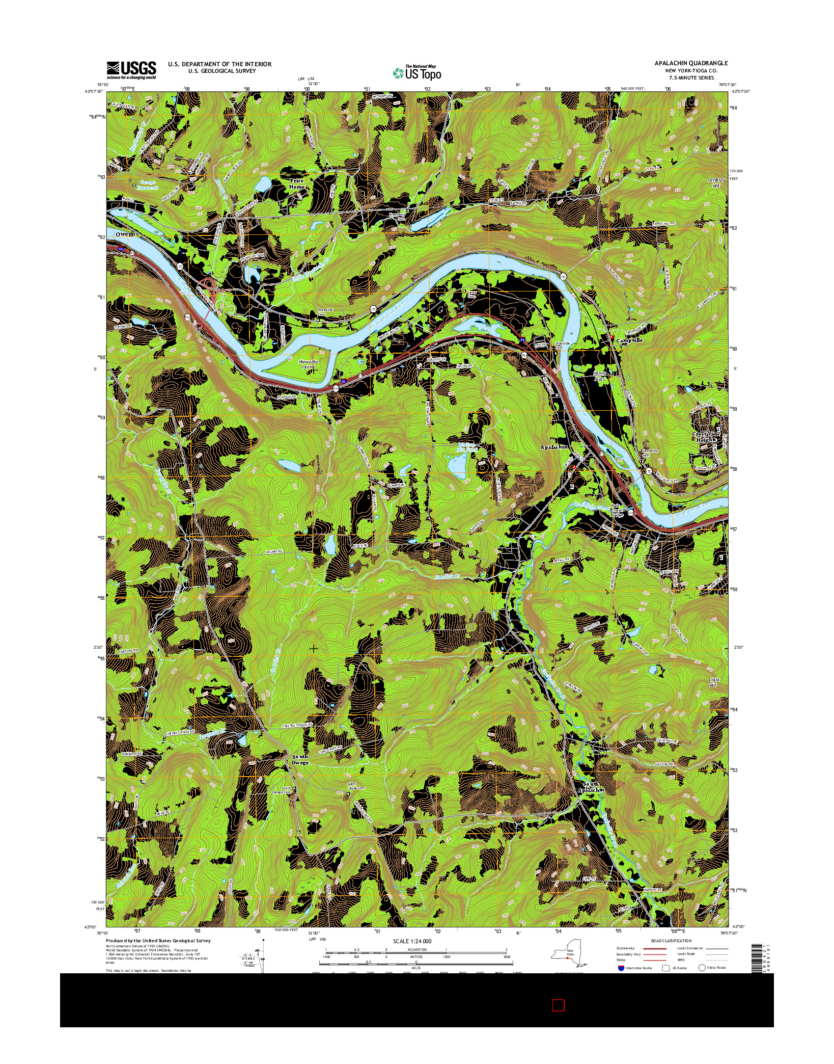 USGS US TOPO 7.5-MINUTE MAP FOR APALACHIN, NY 2016