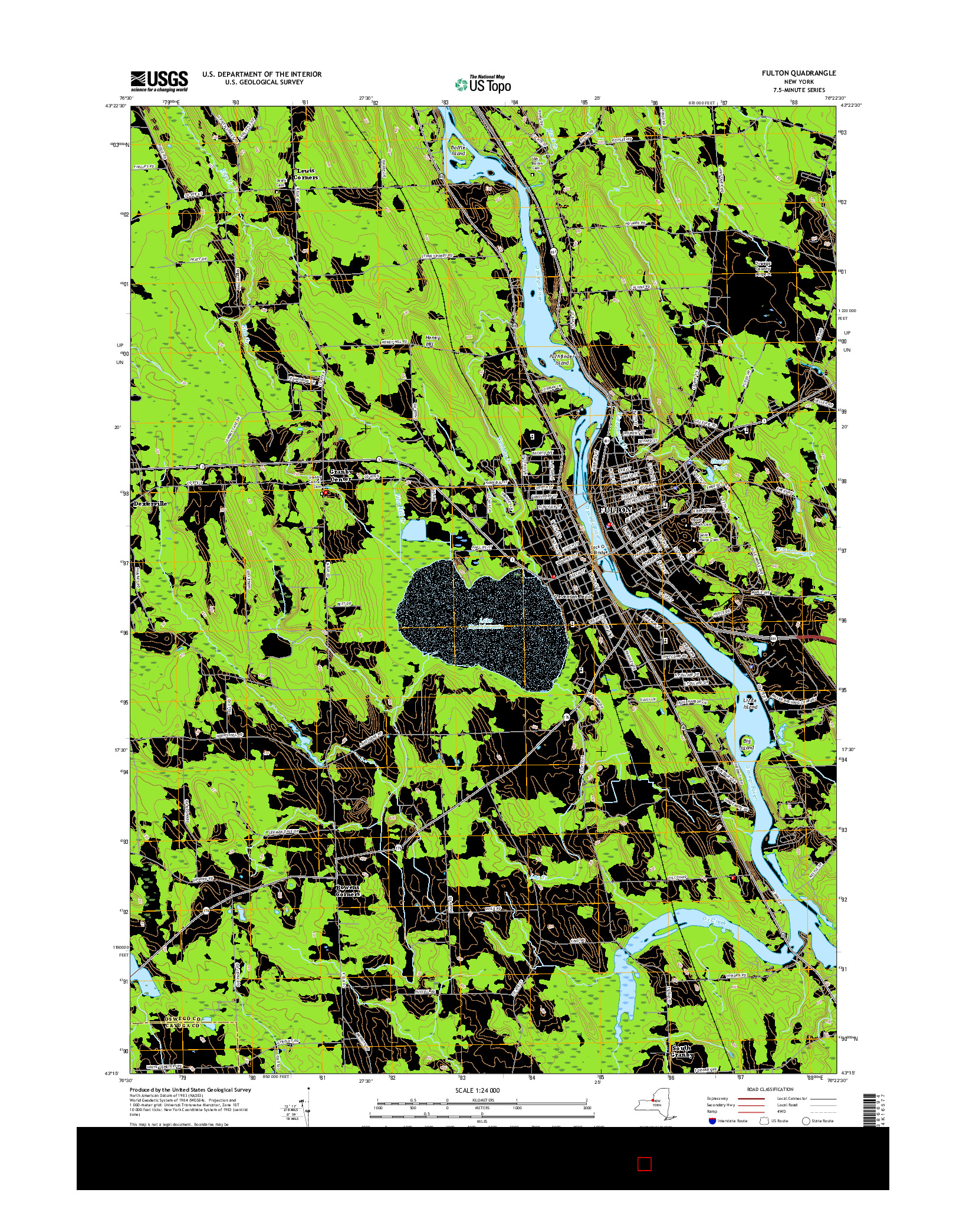 USGS US TOPO 7.5-MINUTE MAP FOR FULTON, NY 2016