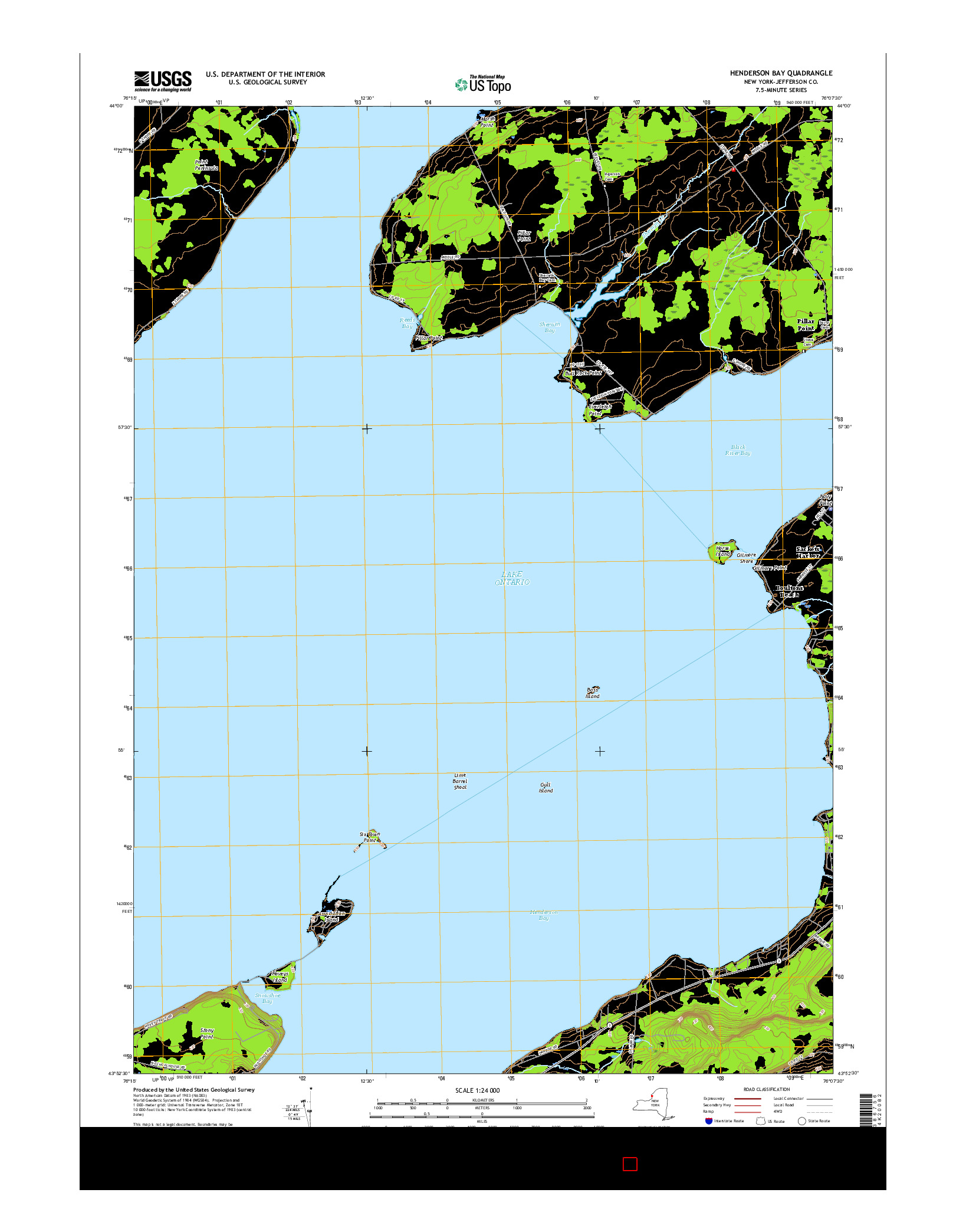 USGS US TOPO 7.5-MINUTE MAP FOR HENDERSON BAY, NY 2016