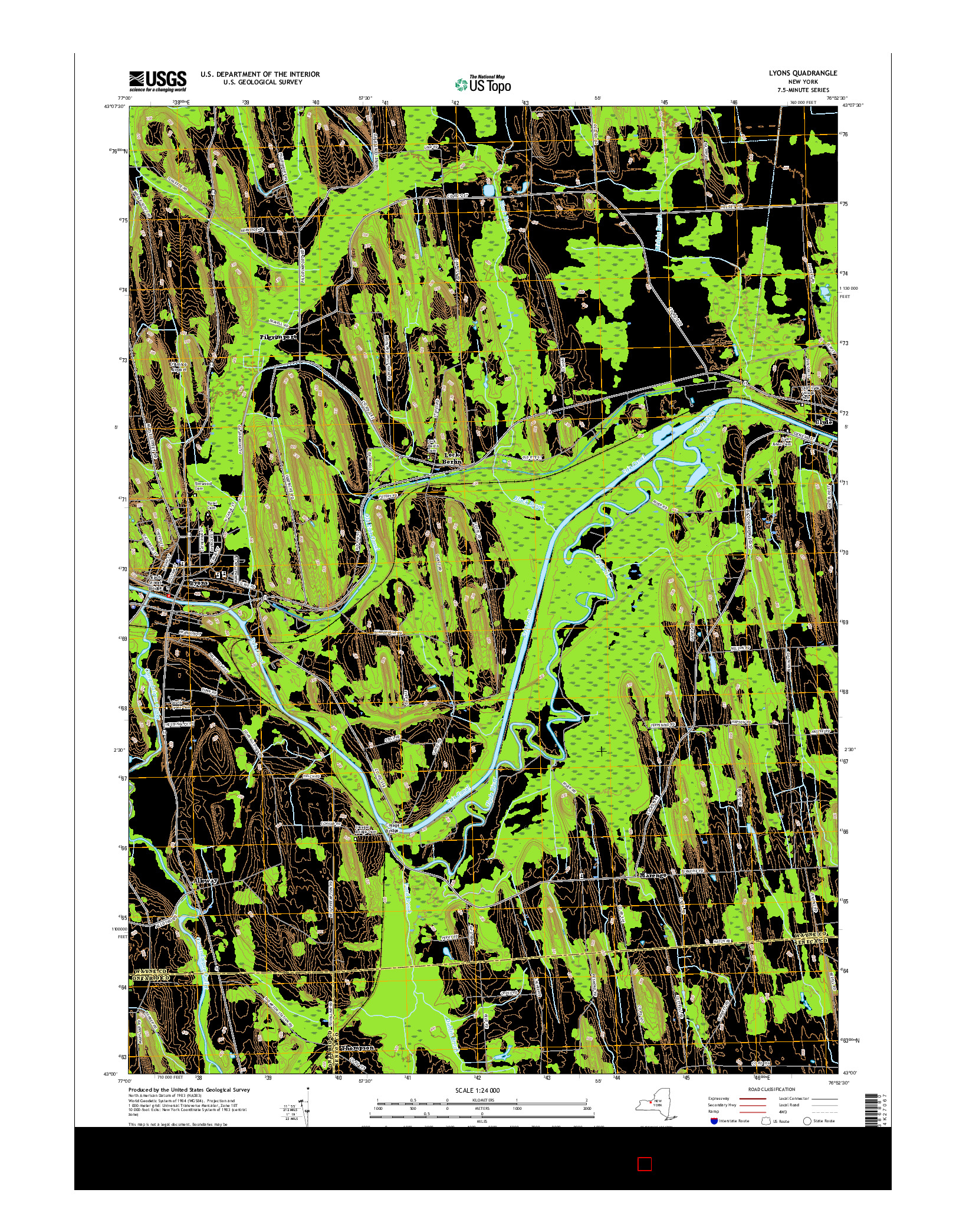 USGS US TOPO 7.5-MINUTE MAP FOR LYONS, NY 2016
