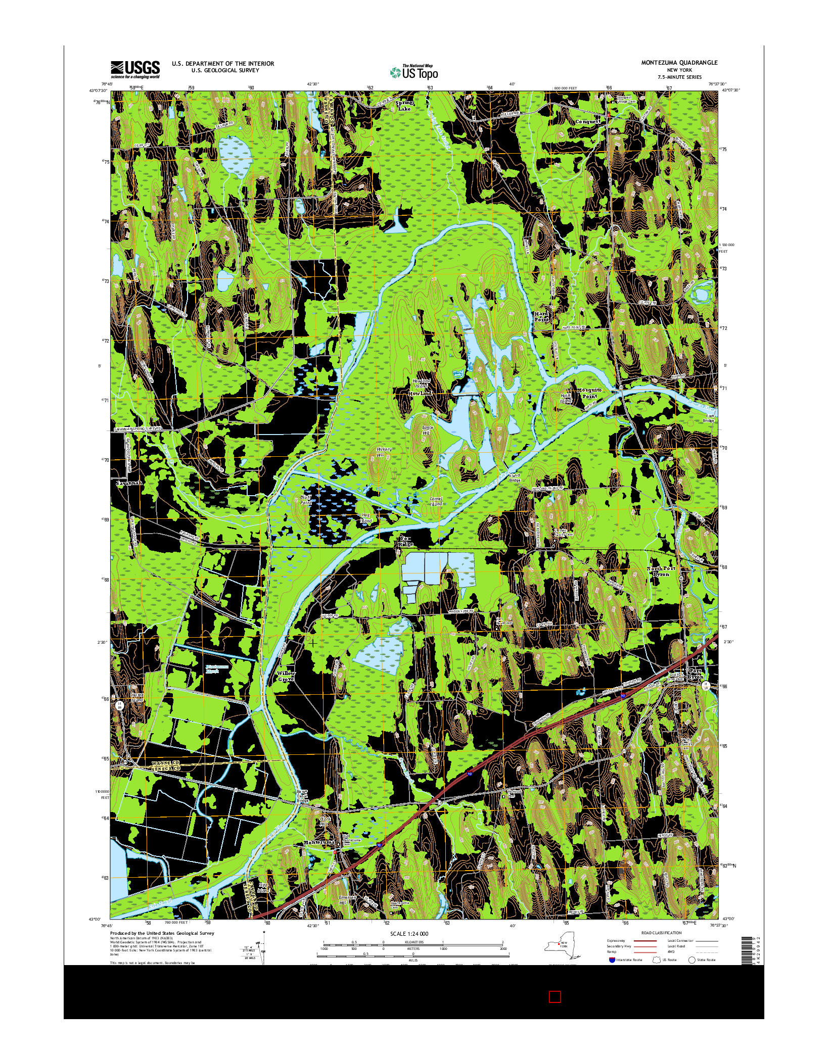 USGS US TOPO 7.5-MINUTE MAP FOR MONTEZUMA, NY 2016