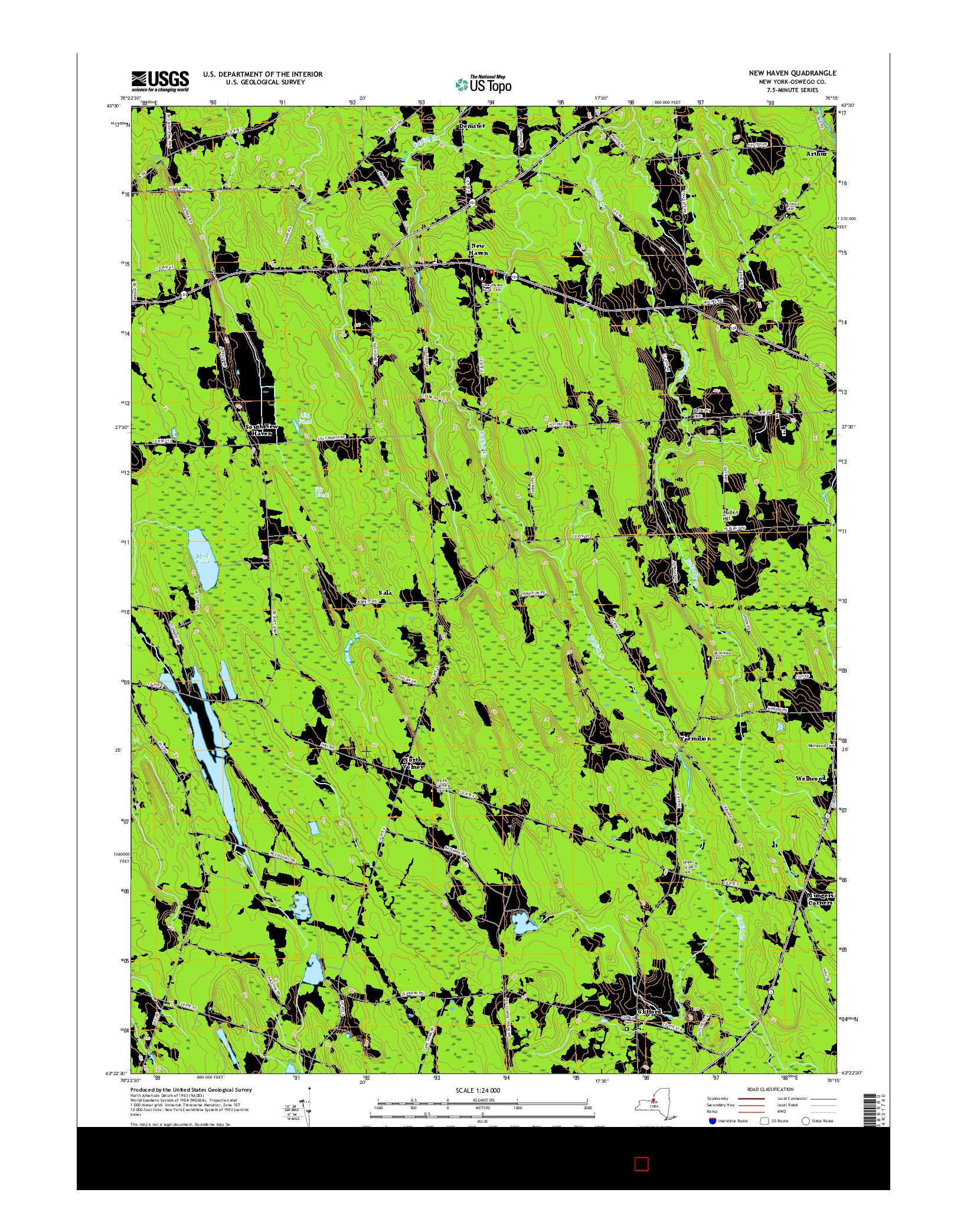 USGS US TOPO 7.5-MINUTE MAP FOR NEW HAVEN, NY 2016