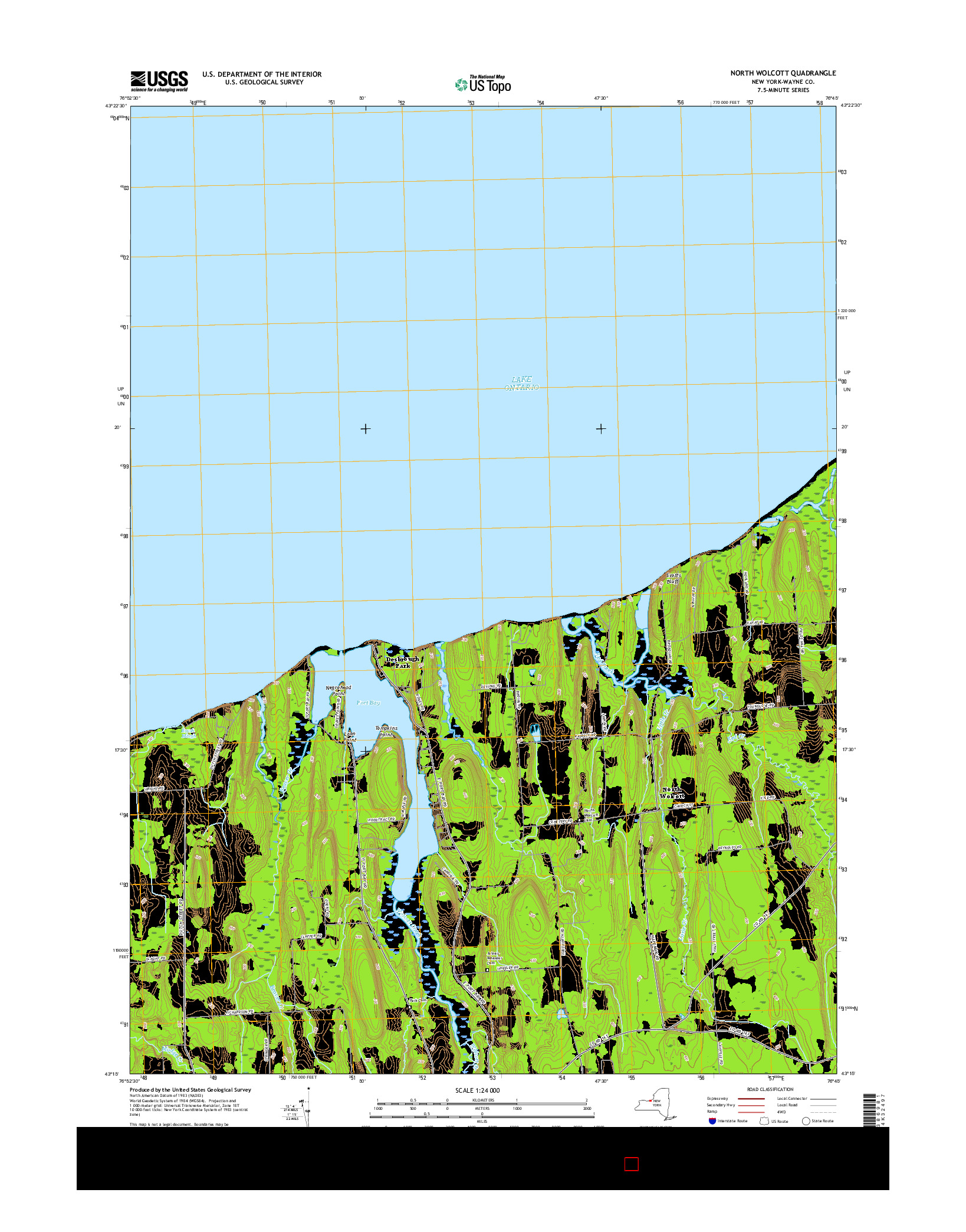 USGS US TOPO 7.5-MINUTE MAP FOR NORTH WOLCOTT, NY 2016