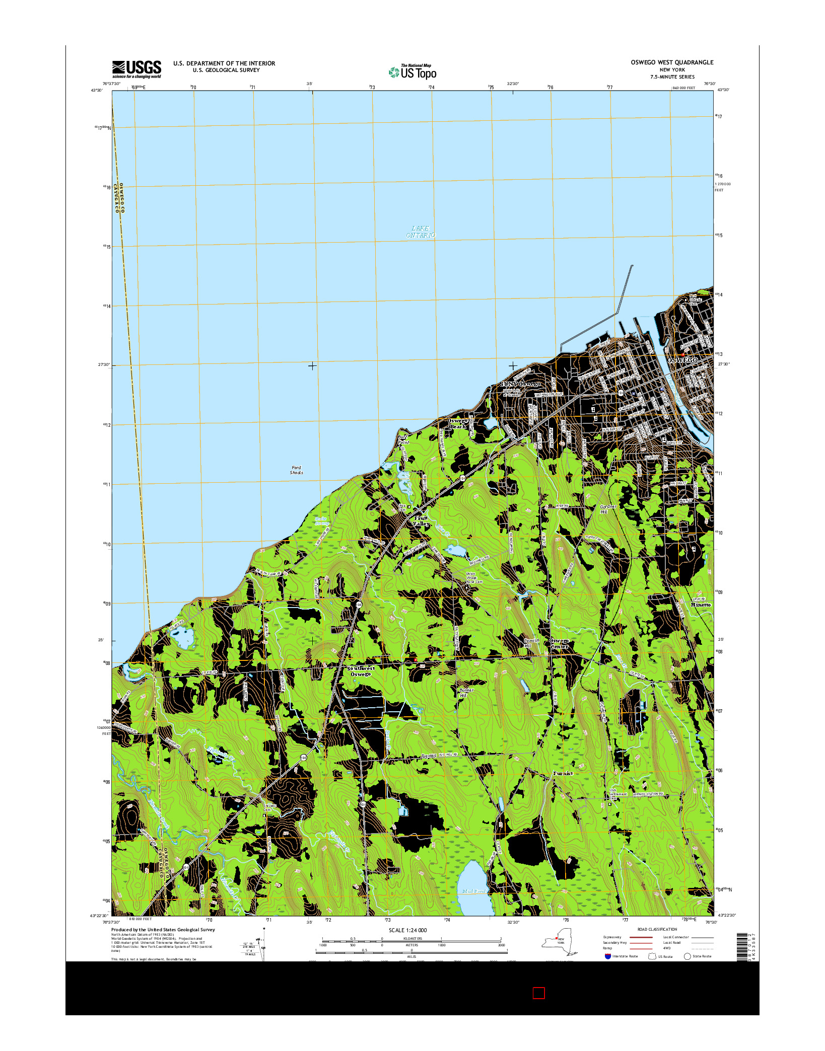 USGS US TOPO 7.5-MINUTE MAP FOR OSWEGO WEST, NY 2016