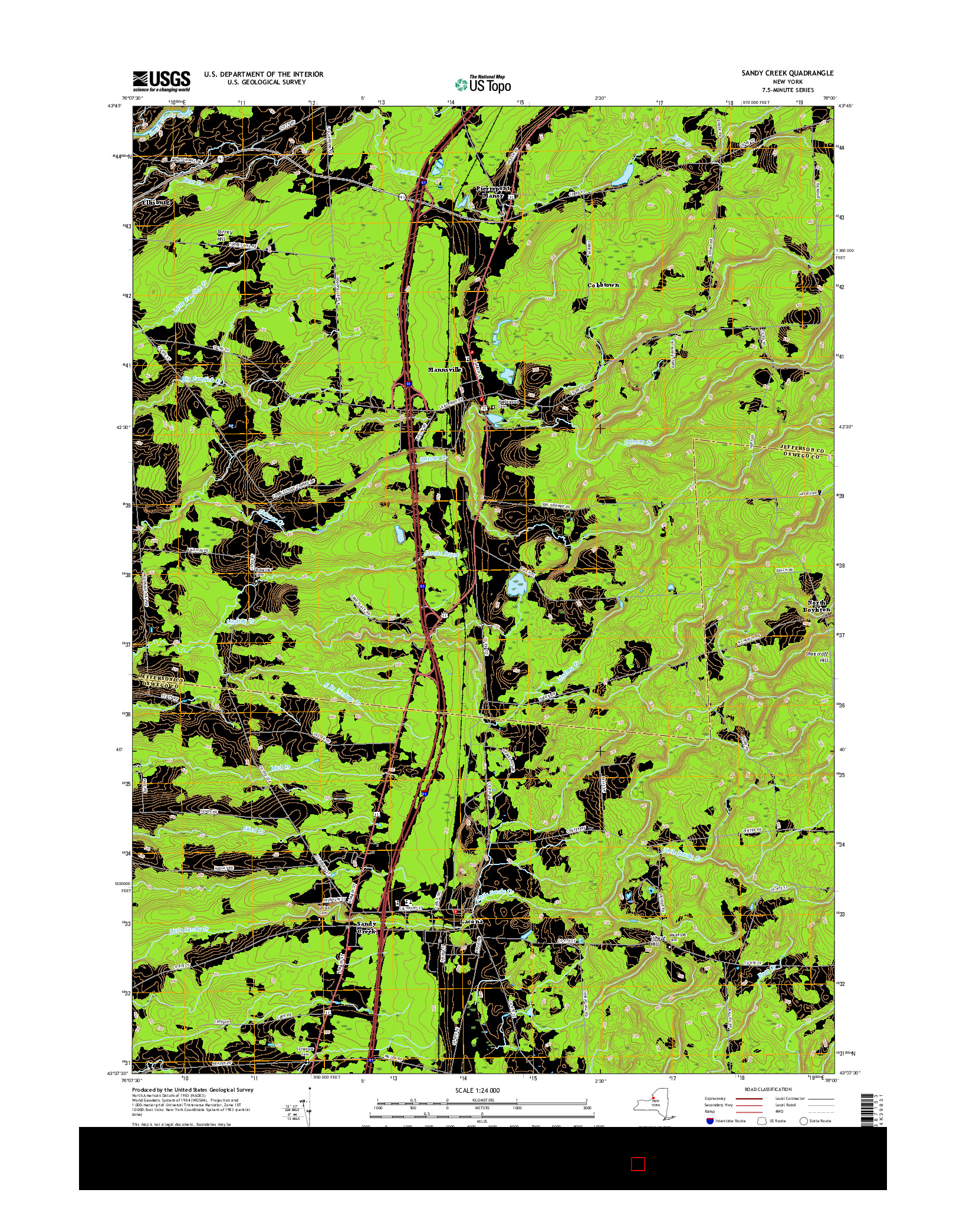 USGS US TOPO 7.5-MINUTE MAP FOR SANDY CREEK, NY 2016