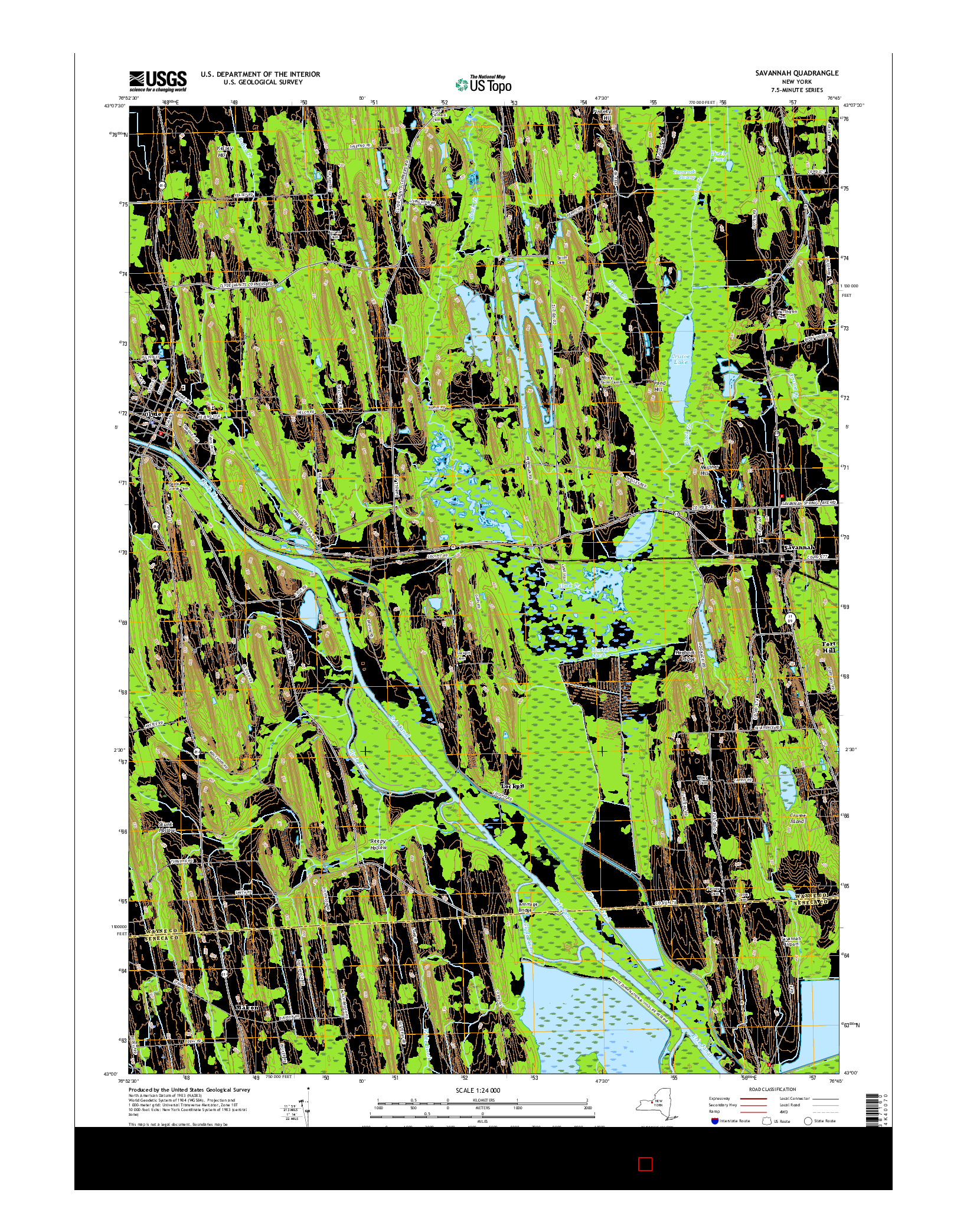 USGS US TOPO 7.5-MINUTE MAP FOR SAVANNAH, NY 2016