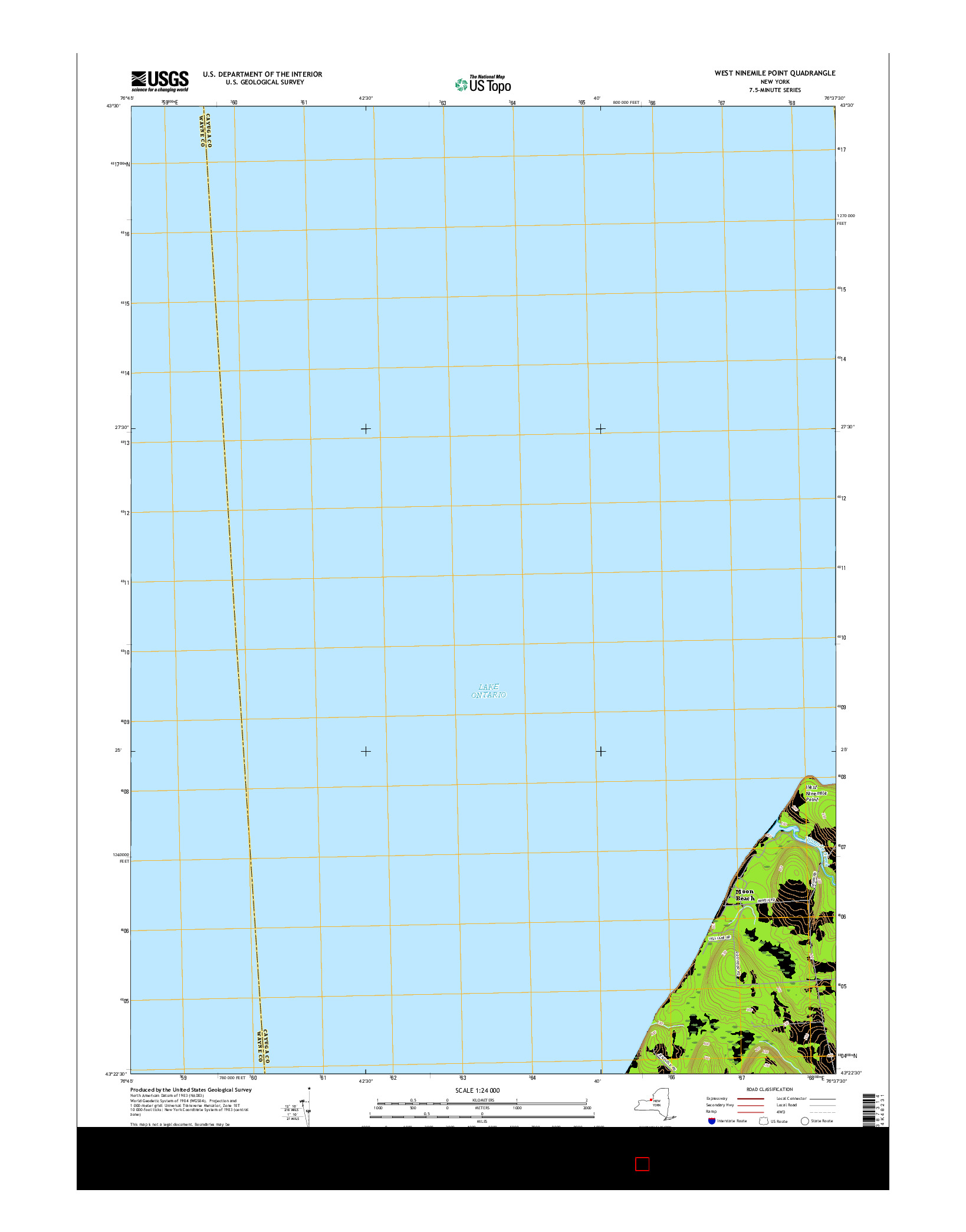USGS US TOPO 7.5-MINUTE MAP FOR WEST NINEMILE POINT, NY 2016