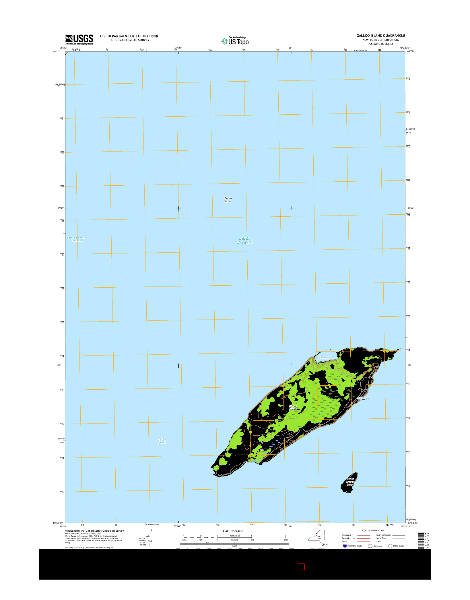 USGS US TOPO 7.5-MINUTE MAP FOR GALLOO ISLAND, NY 2016