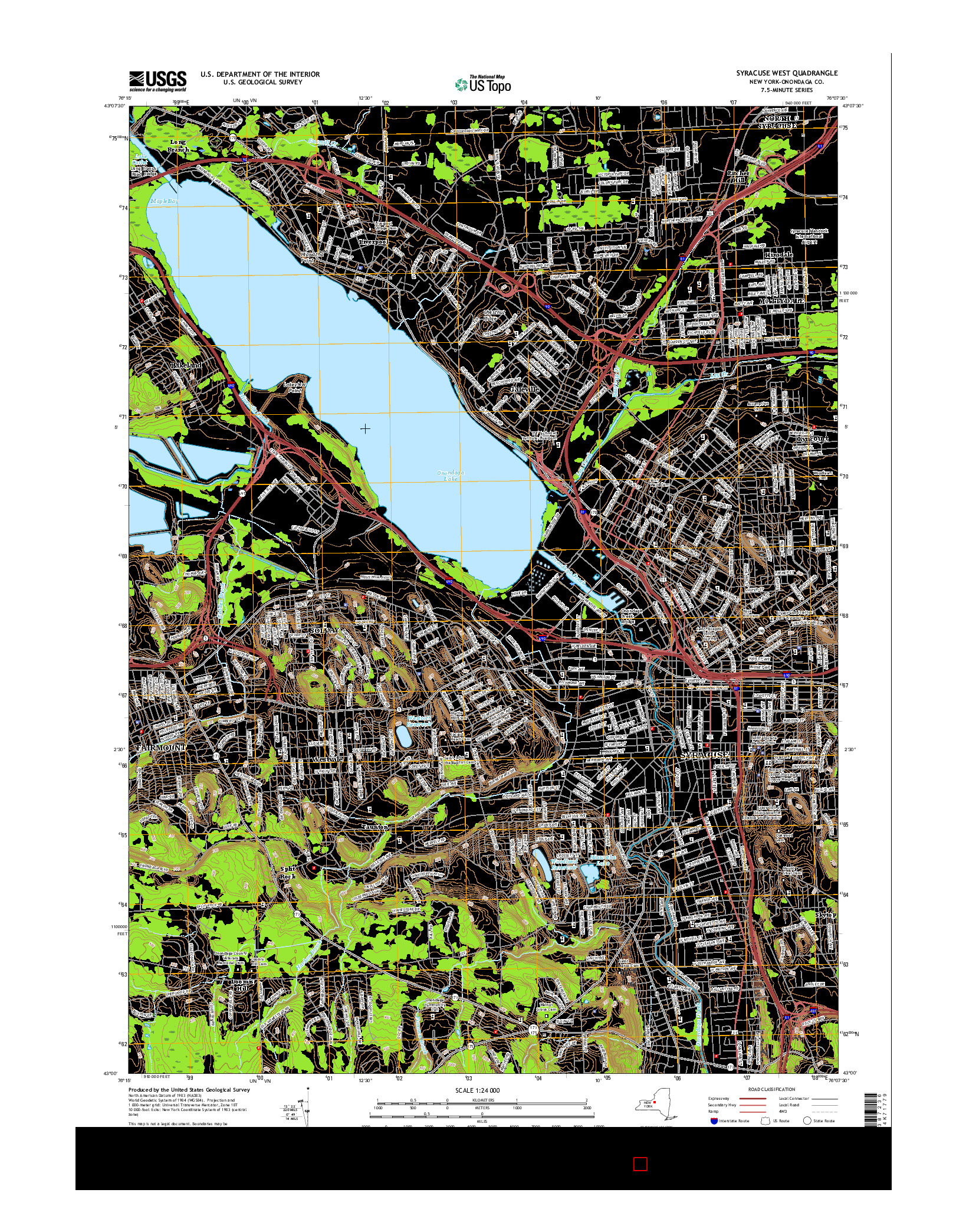 USGS US TOPO 7.5-MINUTE MAP FOR SYRACUSE WEST, NY 2016