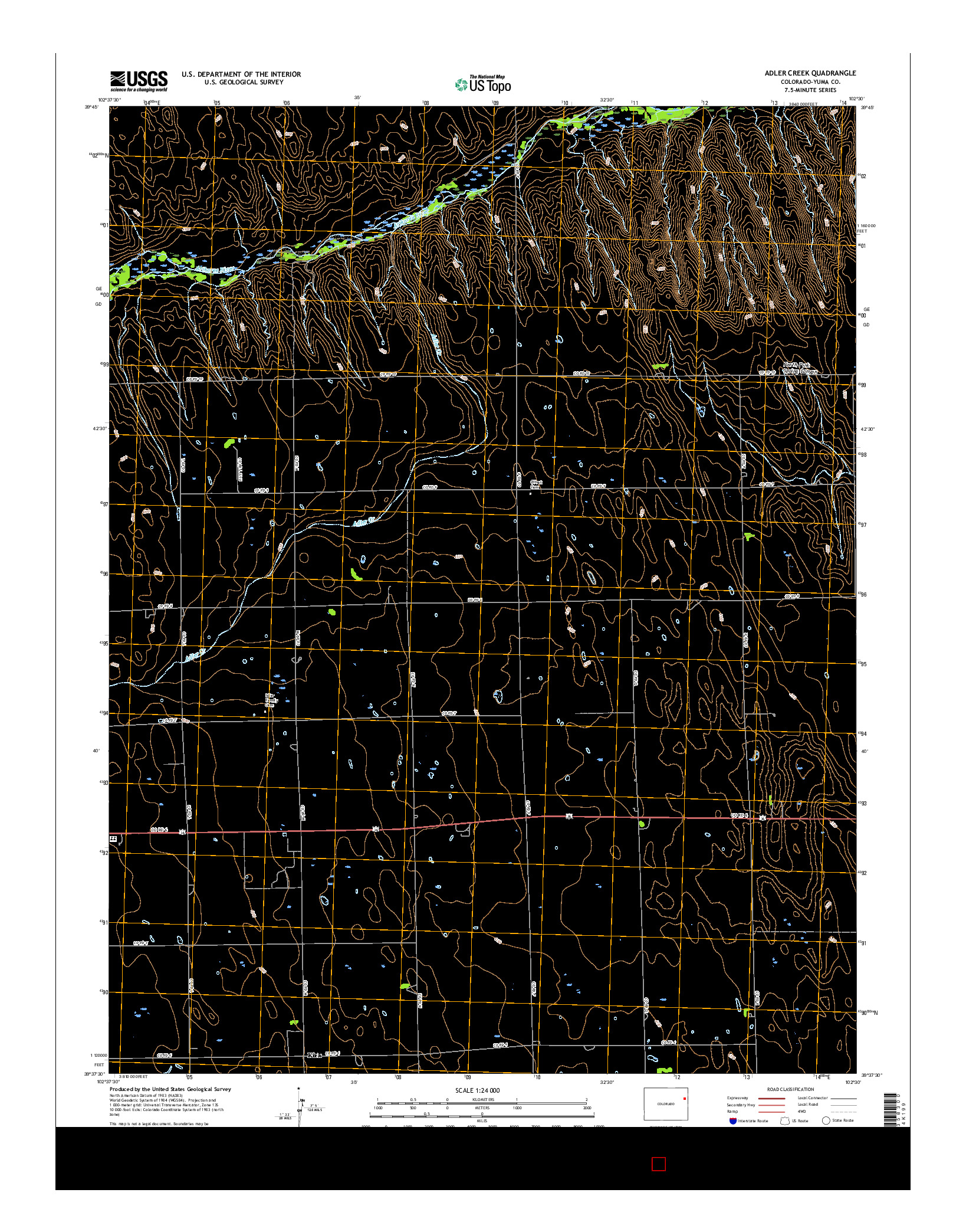 USGS US TOPO 7.5-MINUTE MAP FOR ADLER CREEK, CO 2016
