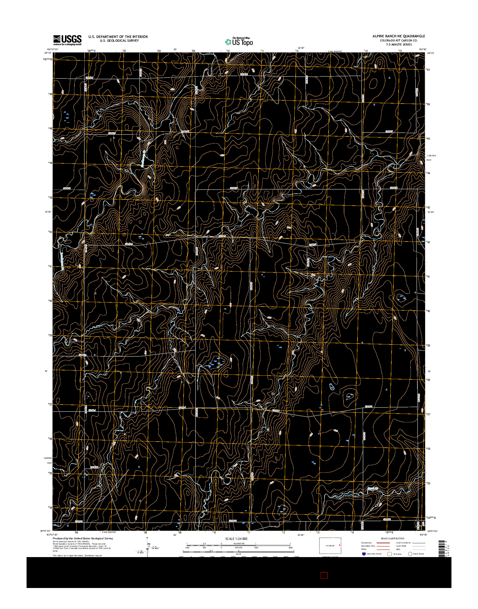 USGS US TOPO 7.5-MINUTE MAP FOR ALPINE RANCH NE, CO 2016