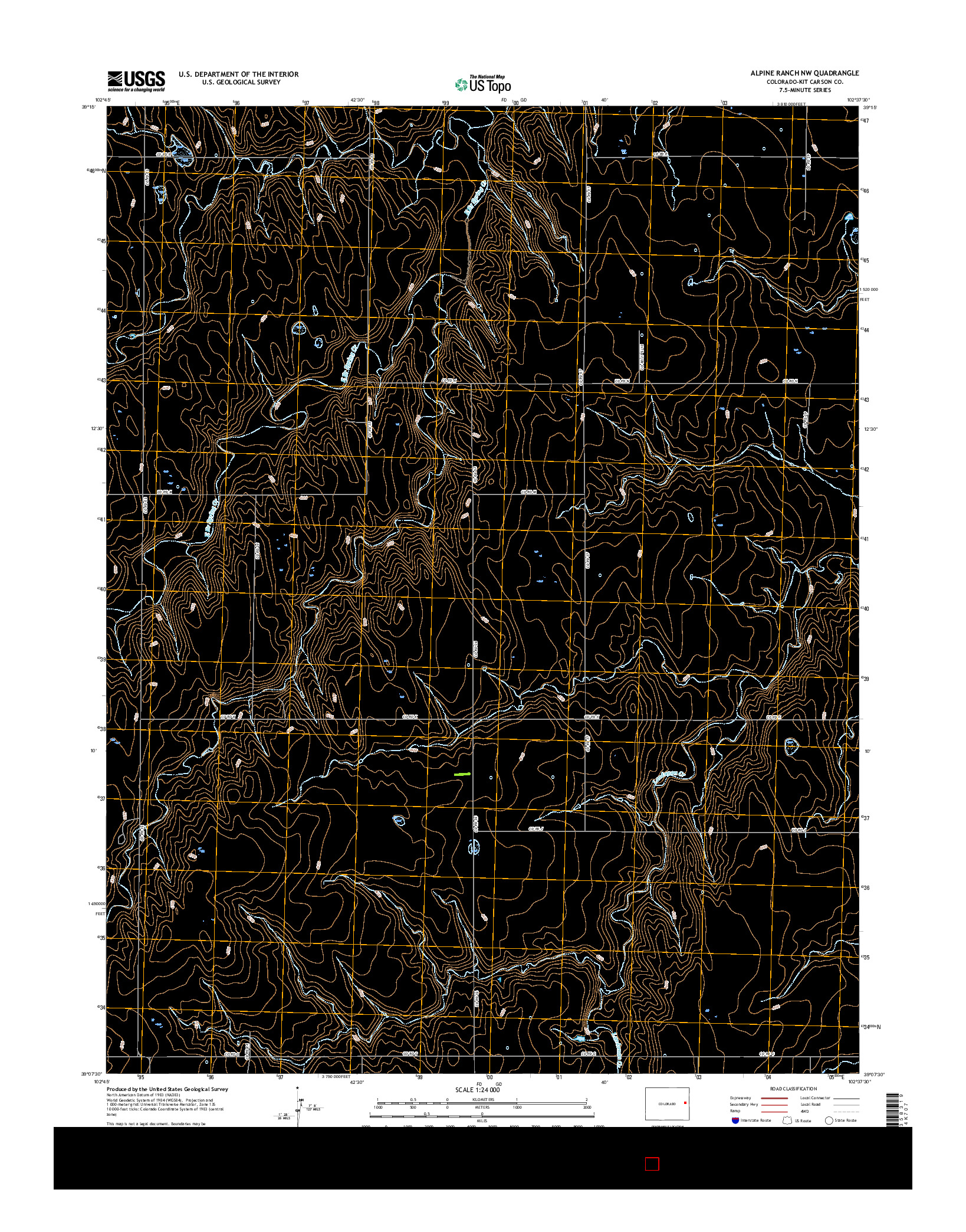 USGS US TOPO 7.5-MINUTE MAP FOR ALPINE RANCH NW, CO 2016