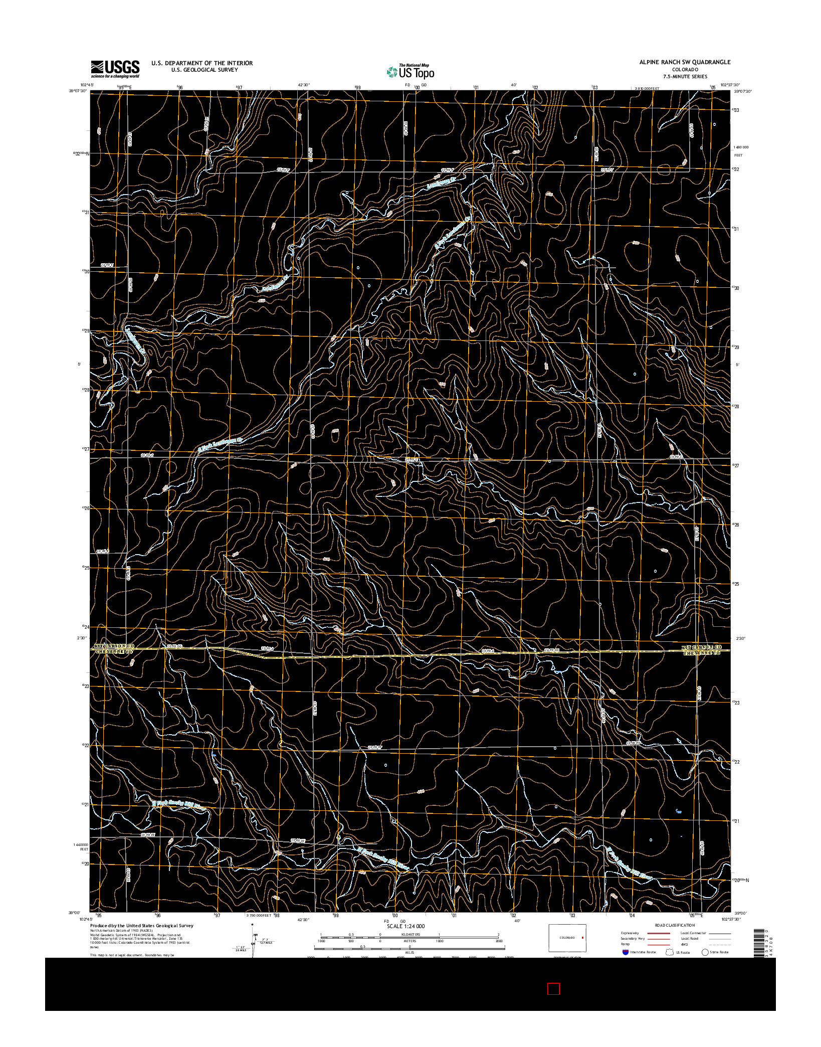 USGS US TOPO 7.5-MINUTE MAP FOR ALPINE RANCH SW, CO 2016