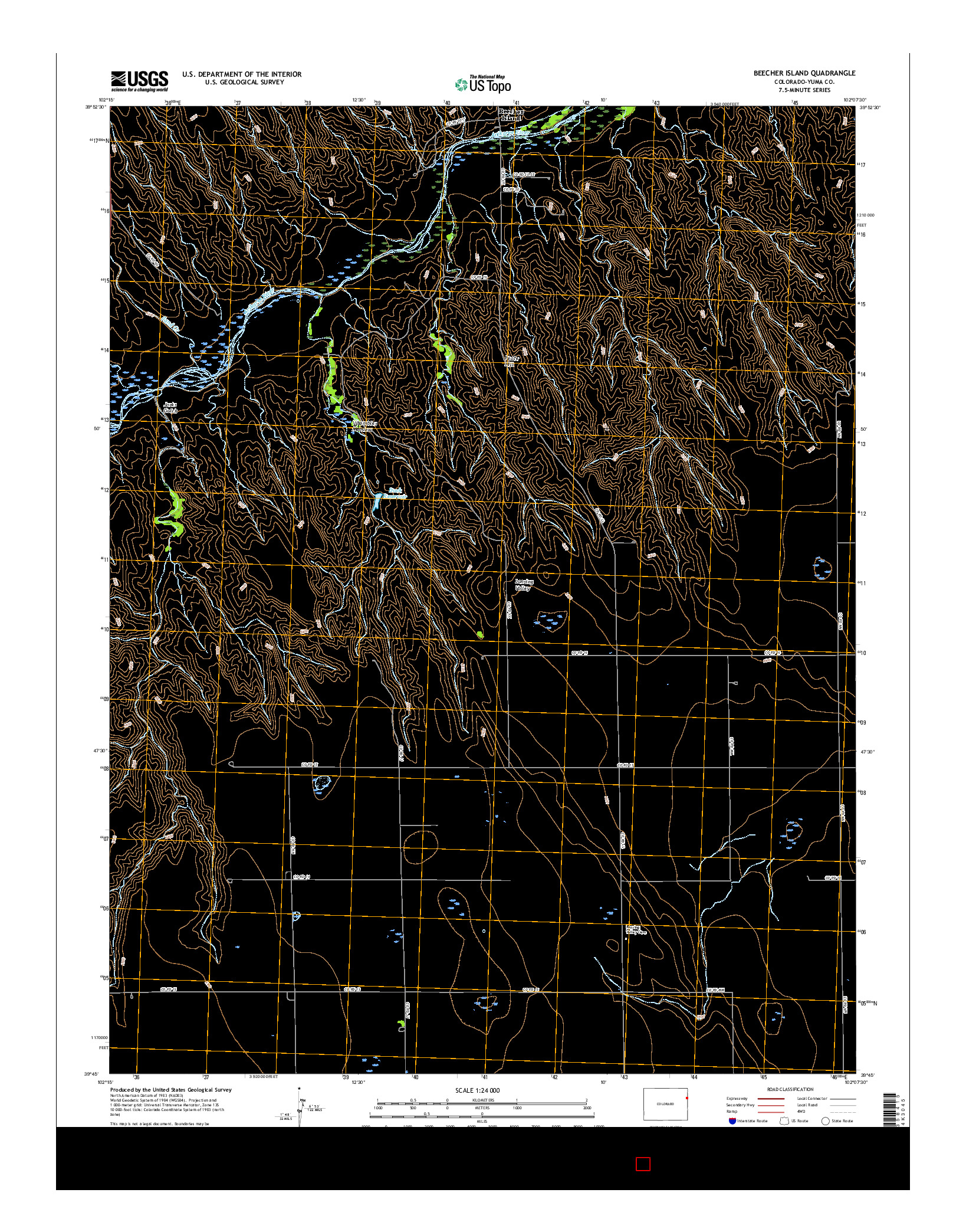 USGS US TOPO 7.5-MINUTE MAP FOR BEECHER ISLAND, CO 2016