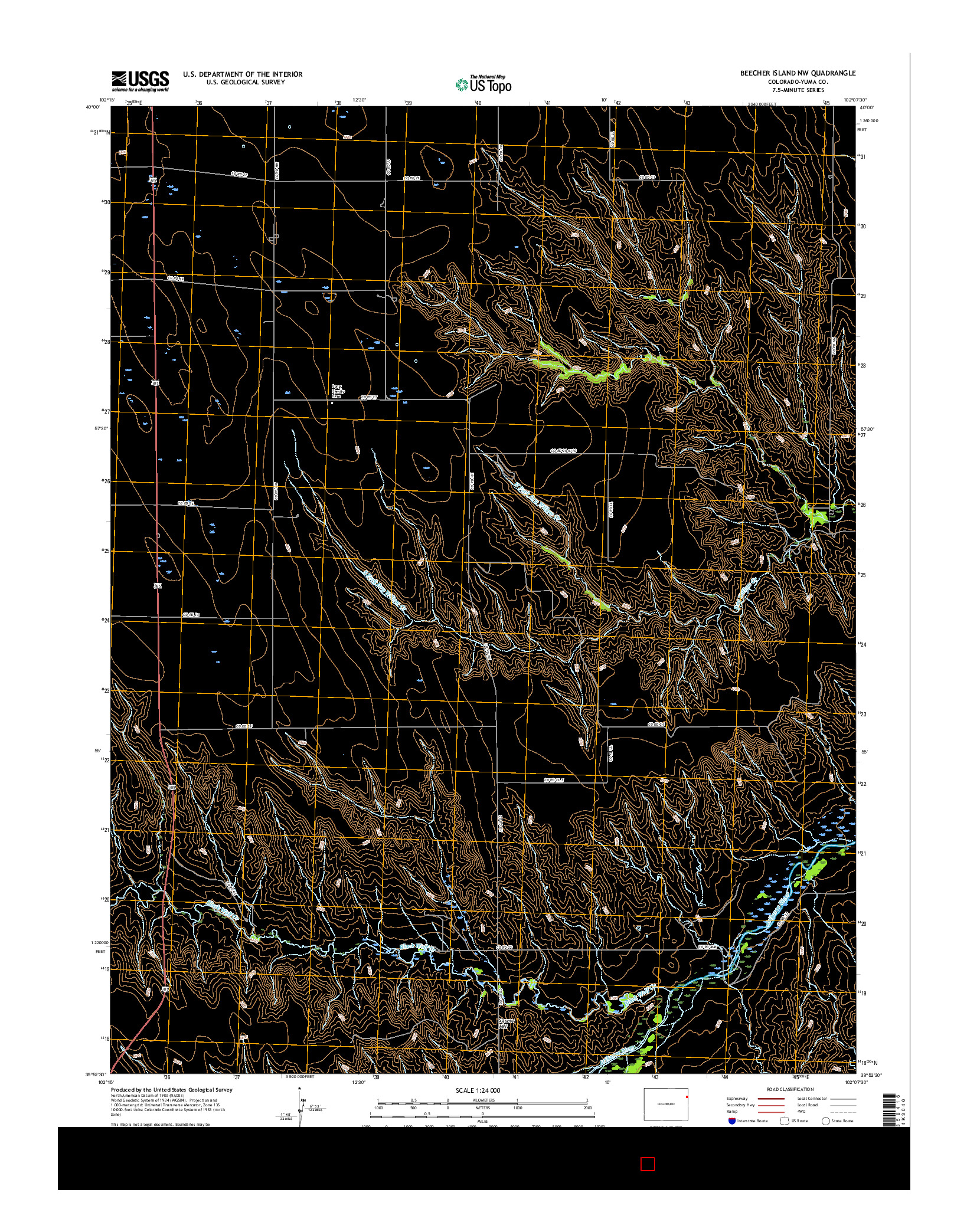 USGS US TOPO 7.5-MINUTE MAP FOR BEECHER ISLAND NW, CO 2016