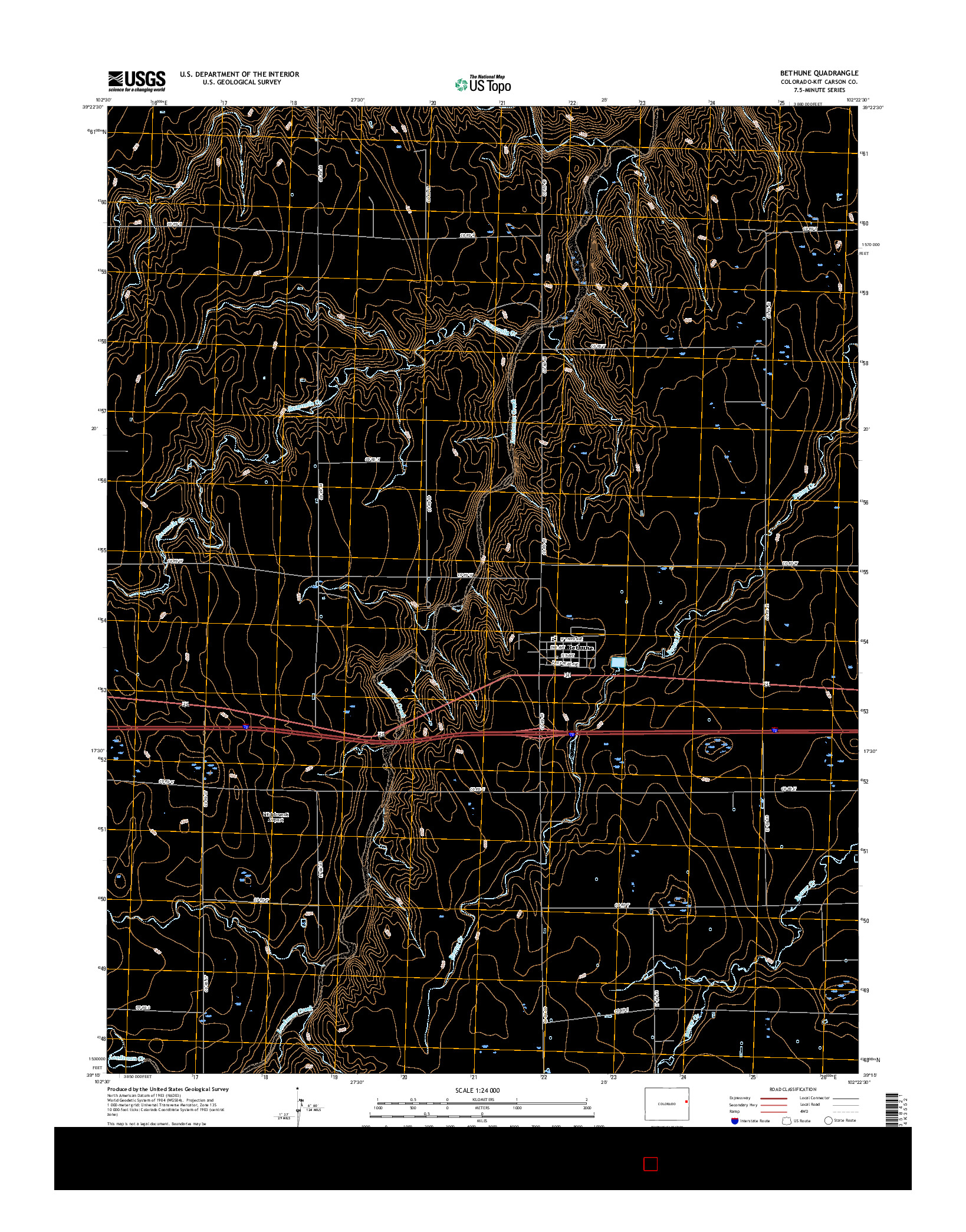 USGS US TOPO 7.5-MINUTE MAP FOR BETHUNE, CO 2016