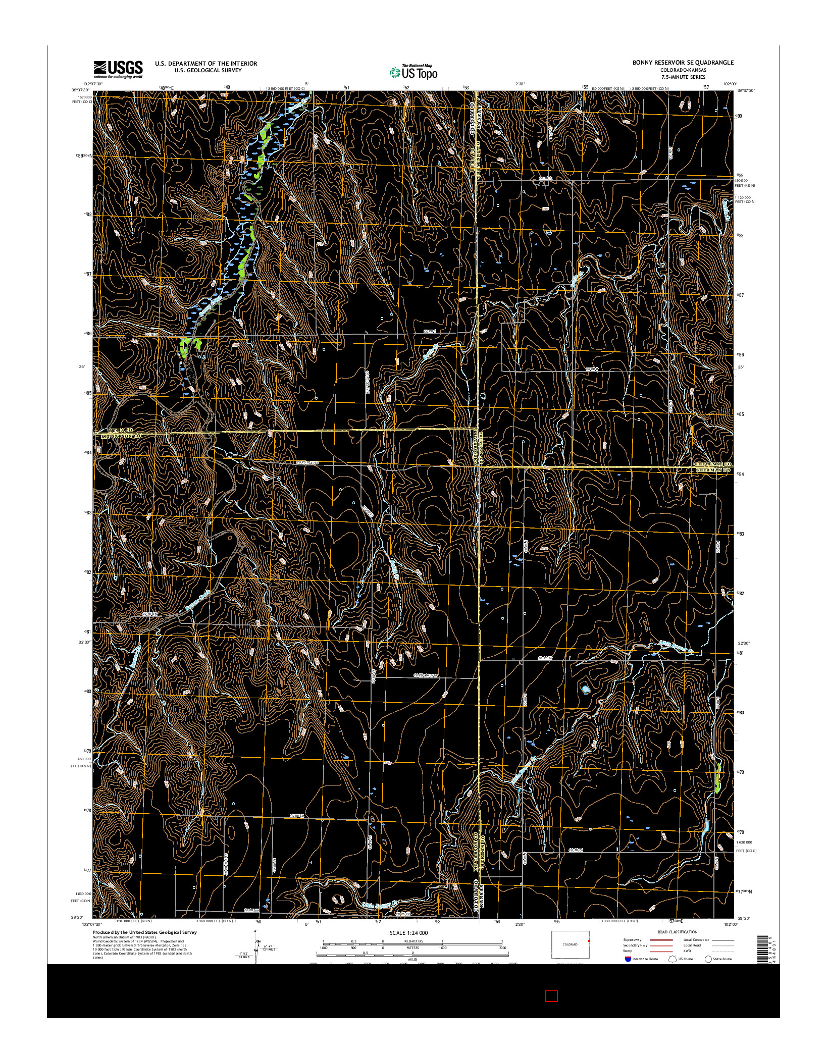 USGS US TOPO 7.5-MINUTE MAP FOR BONNY RESERVOIR SE, CO-KS 2016