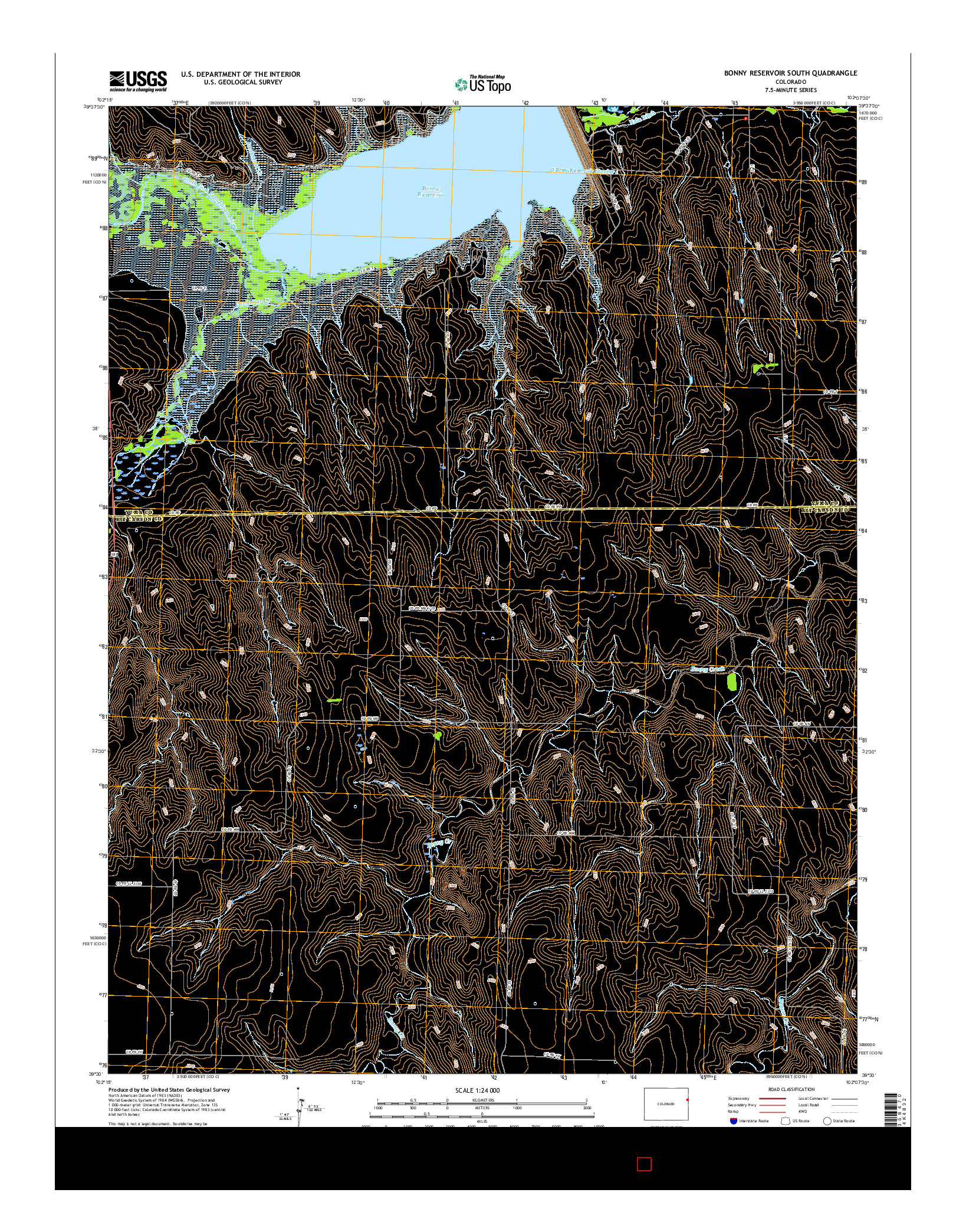 USGS US TOPO 7.5-MINUTE MAP FOR BONNY RESERVOIR SOUTH, CO 2016