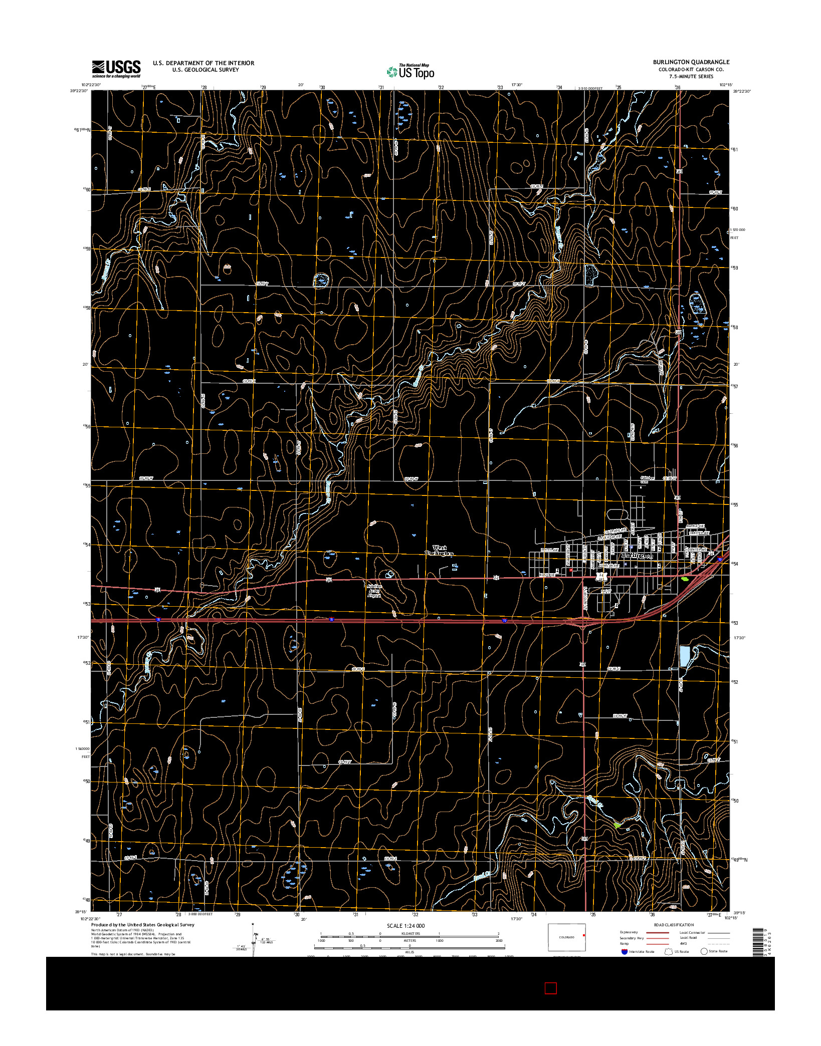 USGS US TOPO 7.5-MINUTE MAP FOR BURLINGTON, CO 2016