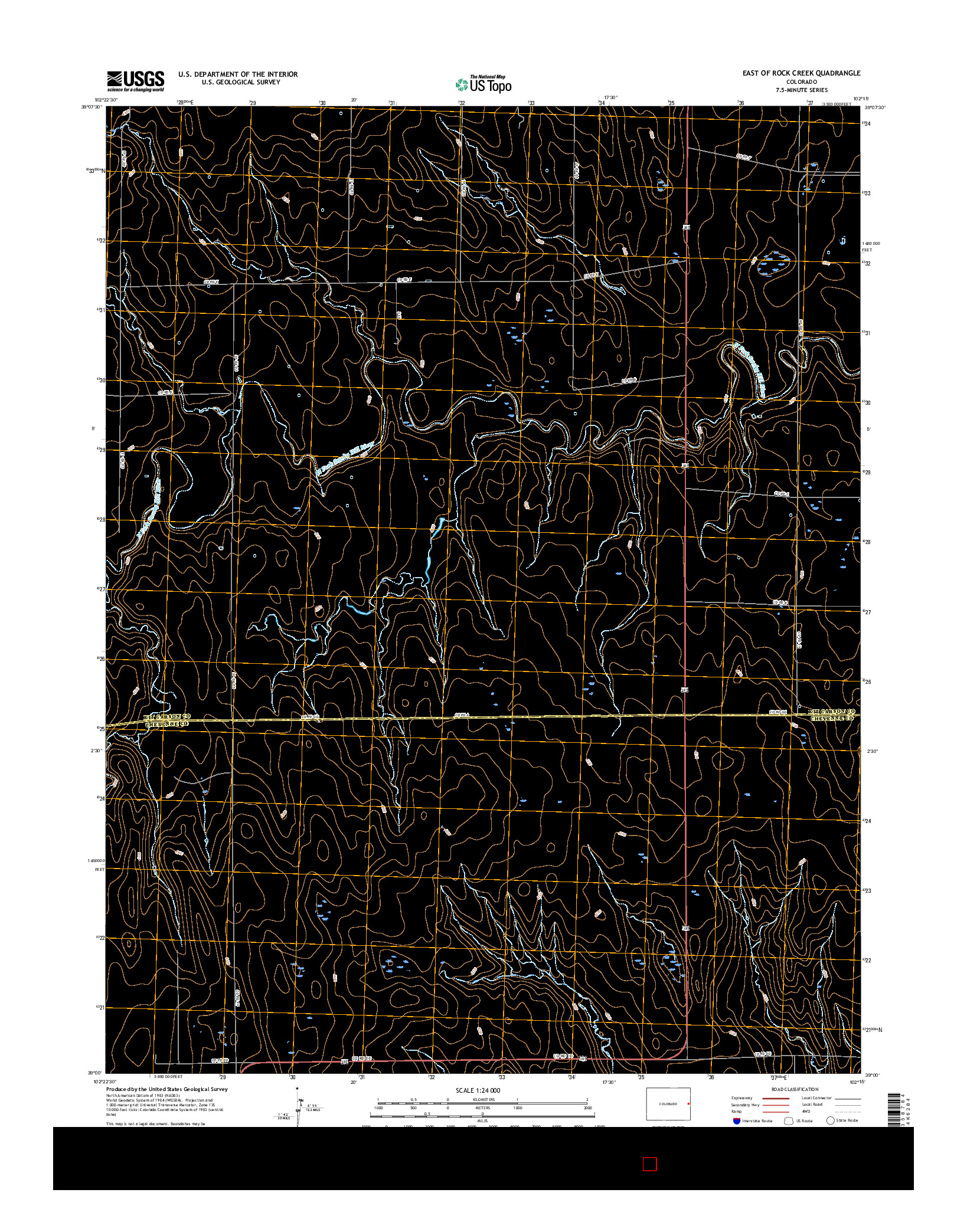 USGS US TOPO 7.5-MINUTE MAP FOR EAST OF ROCK CREEK, CO 2016