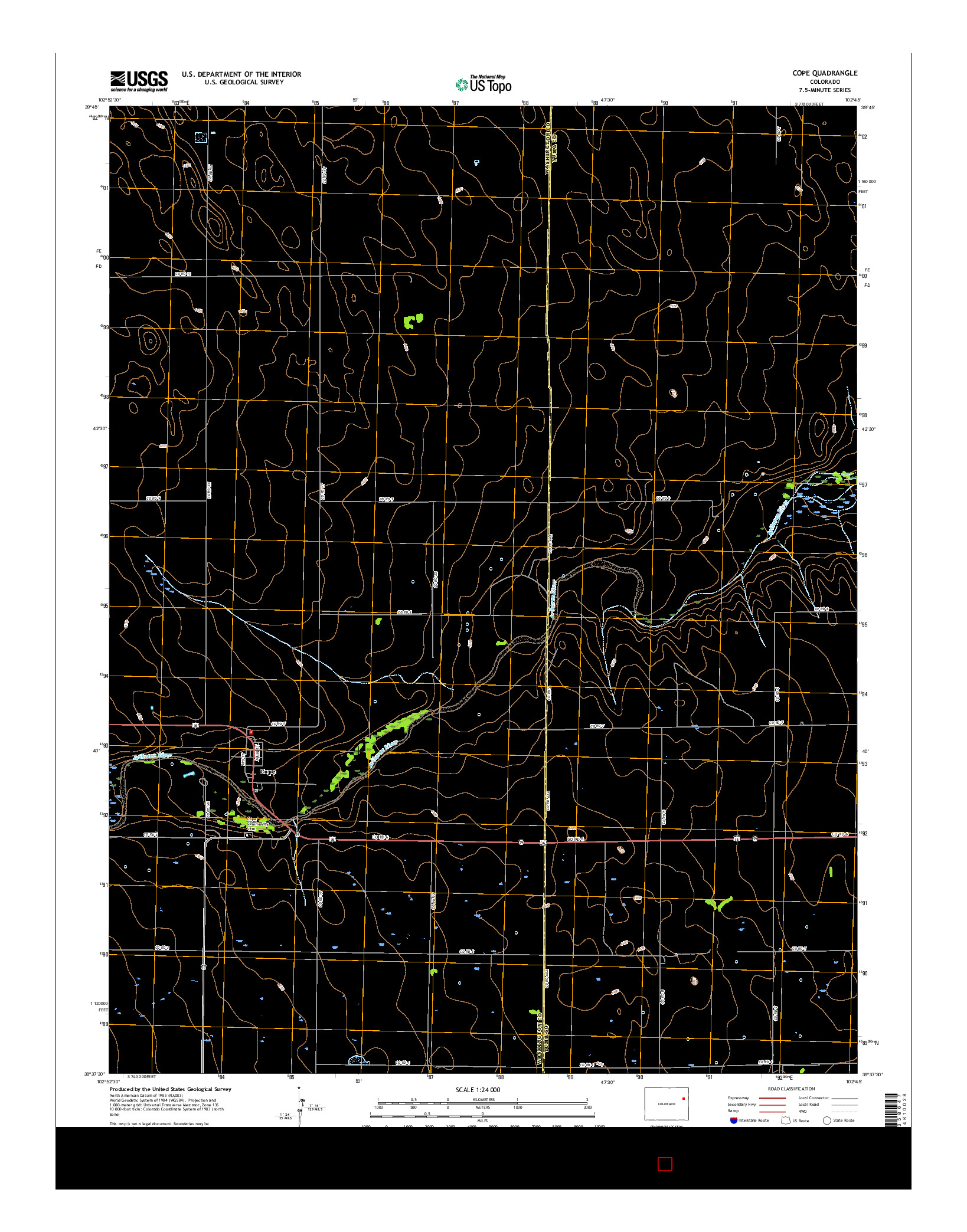 USGS US TOPO 7.5-MINUTE MAP FOR COPE, CO 2016