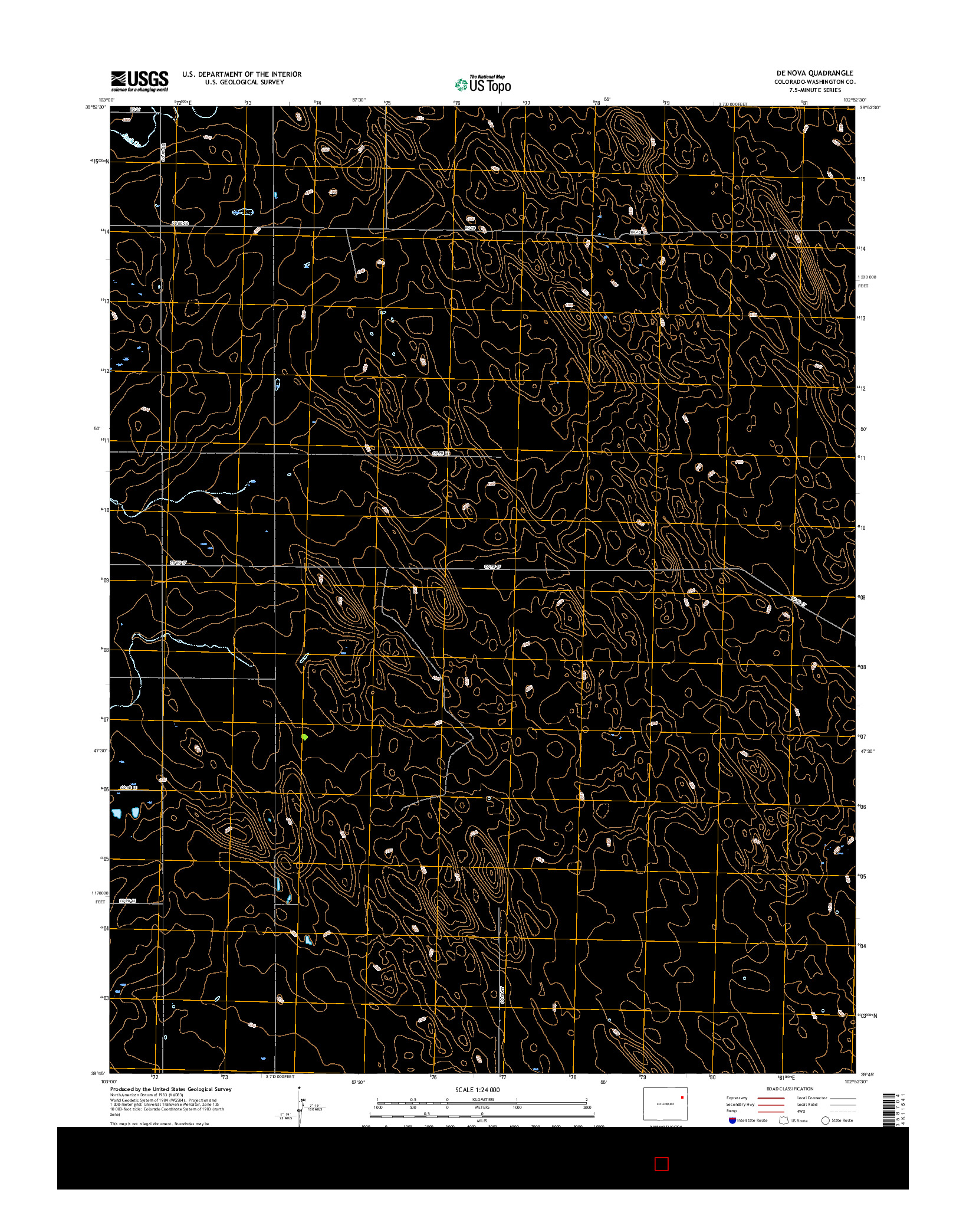 USGS US TOPO 7.5-MINUTE MAP FOR DE NOVA, CO 2016