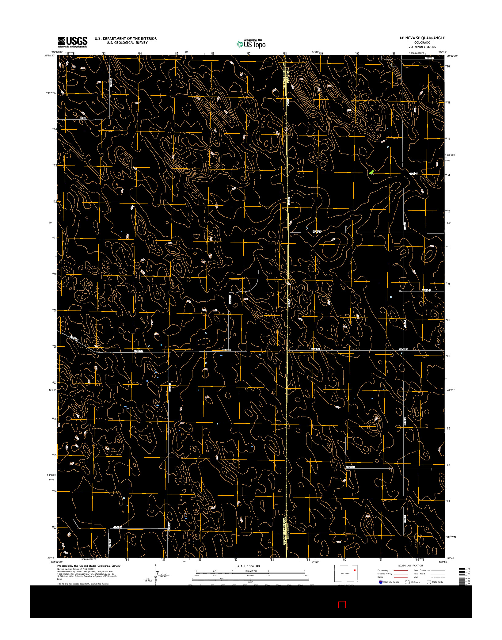 USGS US TOPO 7.5-MINUTE MAP FOR DE NOVA SE, CO 2016