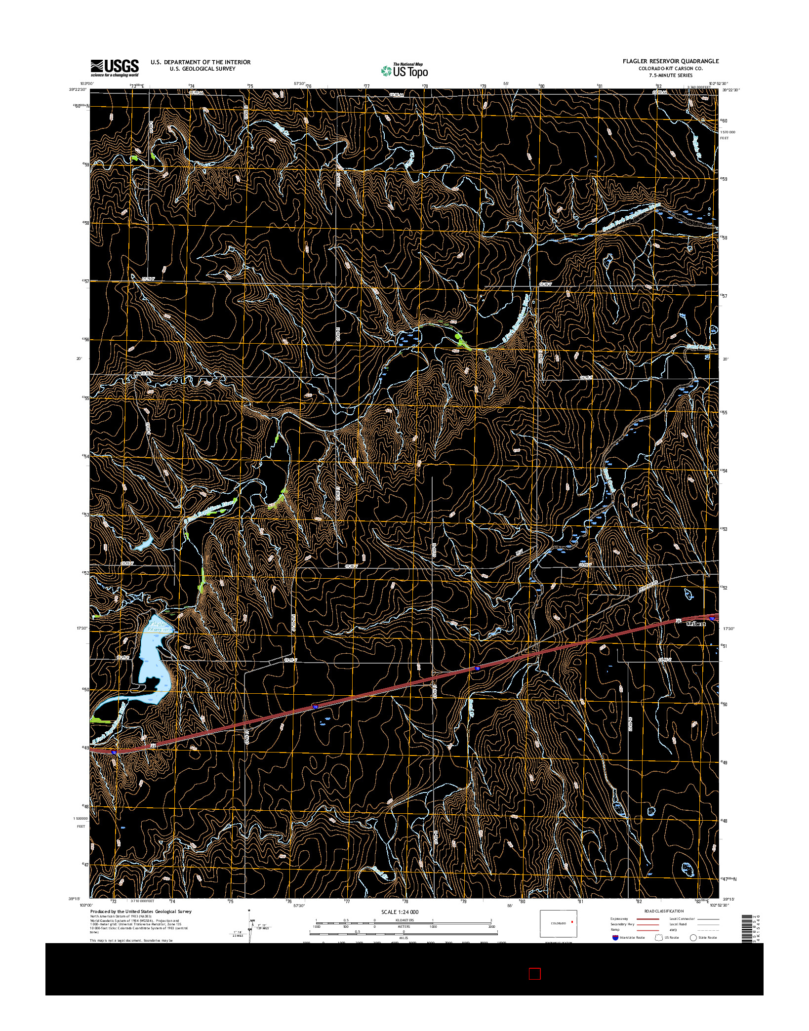 USGS US TOPO 7.5-MINUTE MAP FOR FLAGLER RESERVOIR, CO 2016