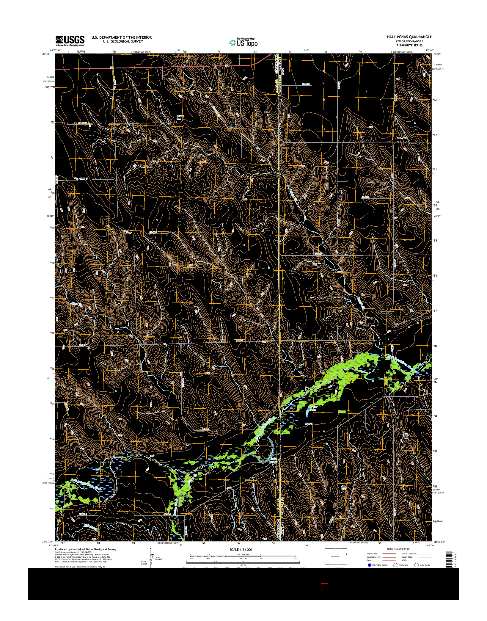 USGS US TOPO 7.5-MINUTE MAP FOR HALE PONDS, CO-KS 2016