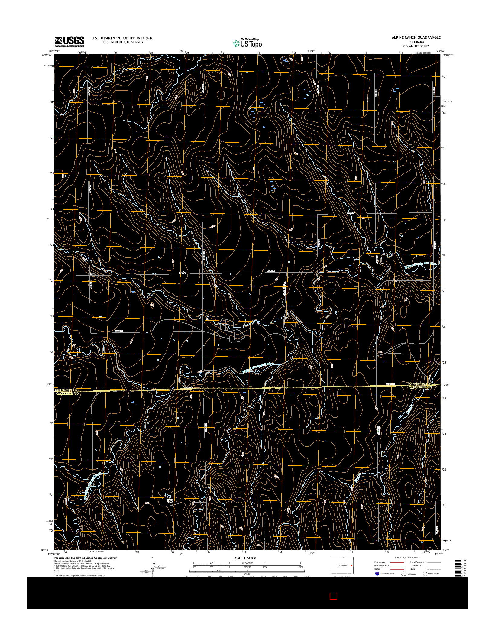 USGS US TOPO 7.5-MINUTE MAP FOR ALPINE RANCH, CO 2016