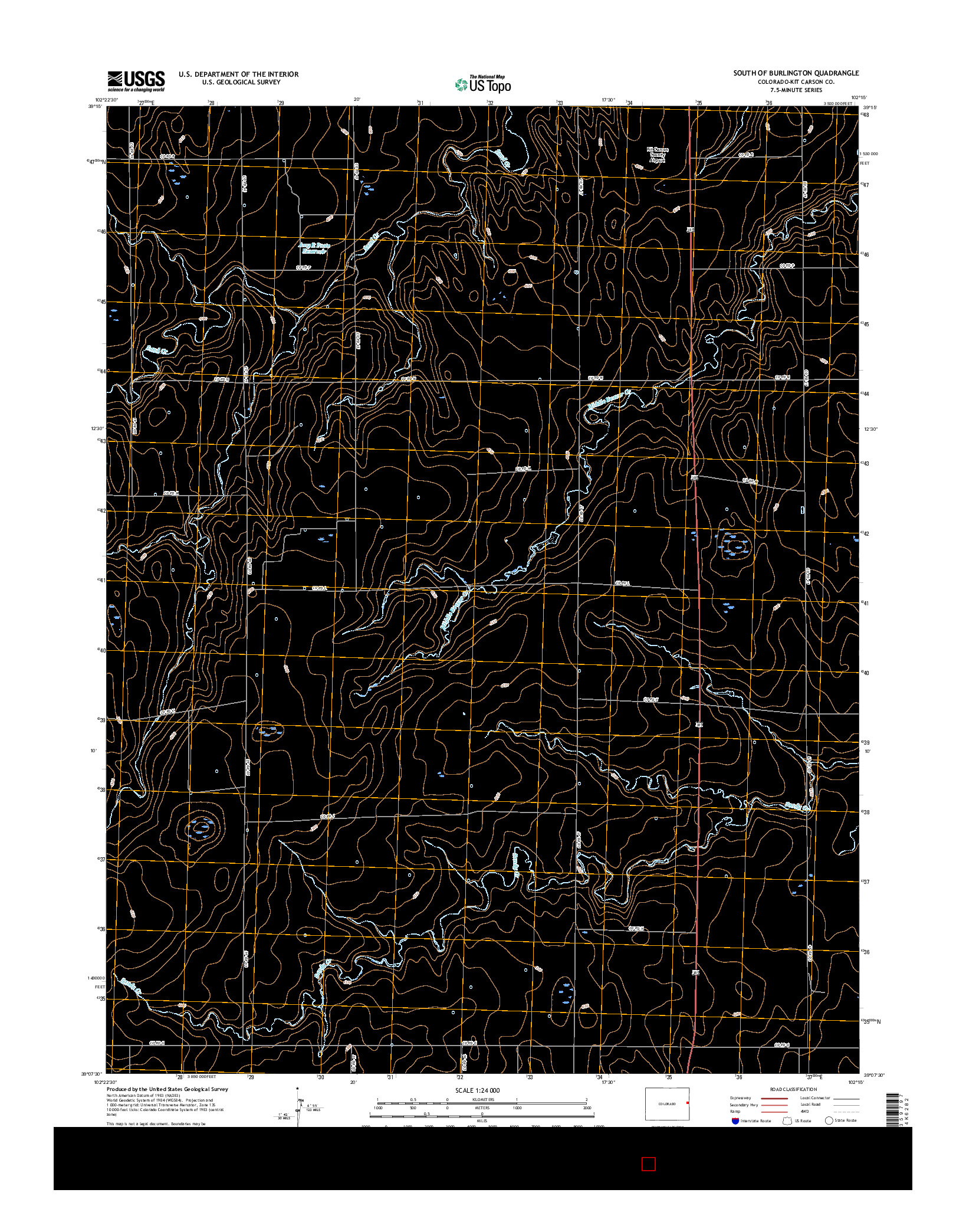 USGS US TOPO 7.5-MINUTE MAP FOR SOUTH OF BURLINGTON, CO 2016