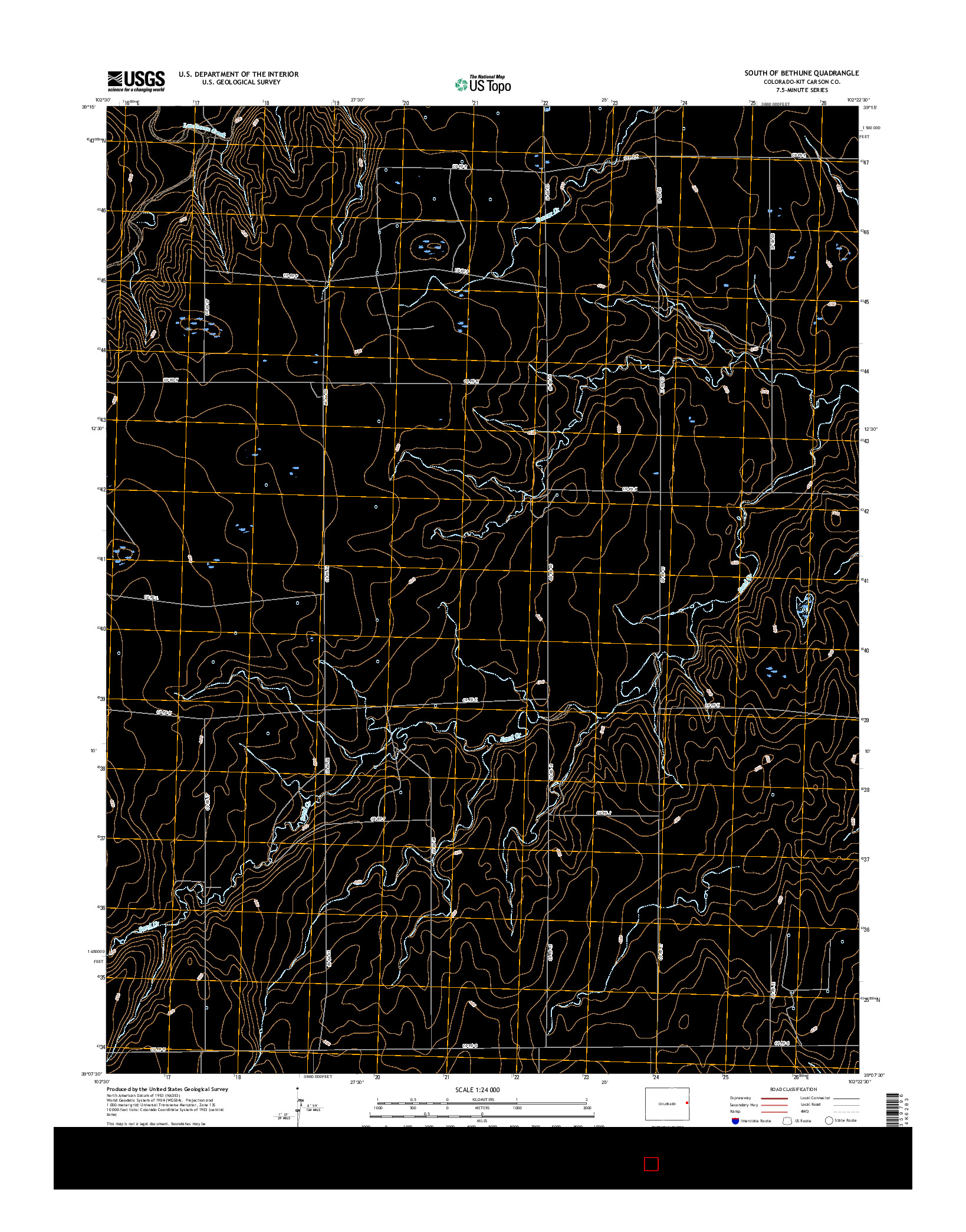 USGS US TOPO 7.5-MINUTE MAP FOR SOUTH OF BETHUNE, CO 2016