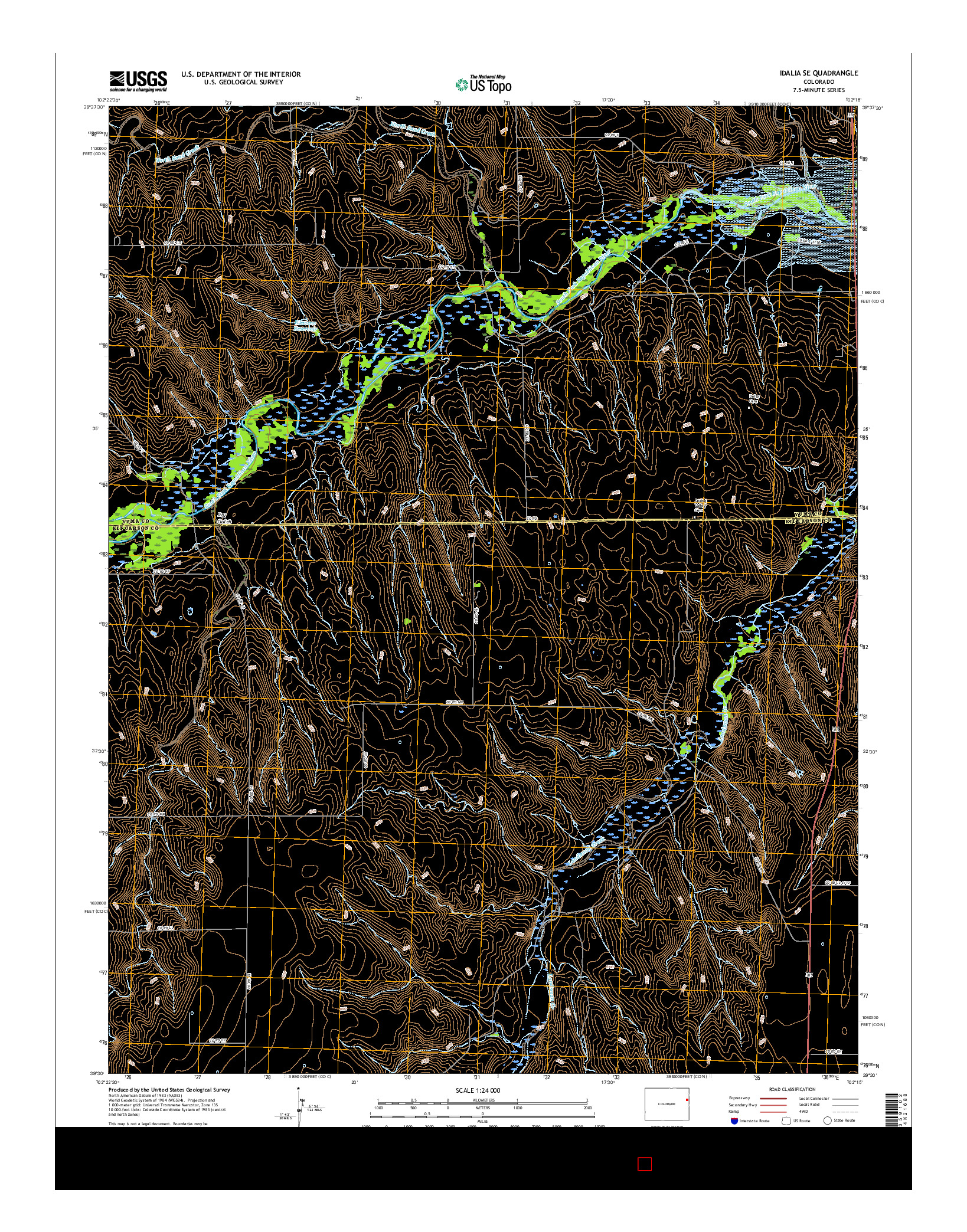 USGS US TOPO 7.5-MINUTE MAP FOR IDALIA SE, CO 2016