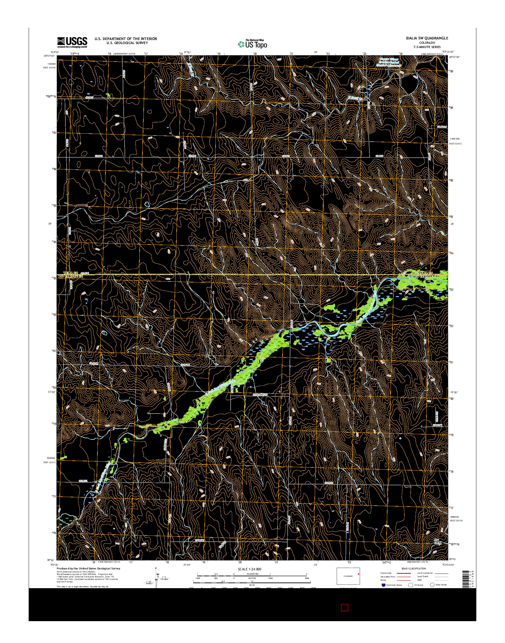 USGS US TOPO 7.5-MINUTE MAP FOR IDALIA SW, CO 2016