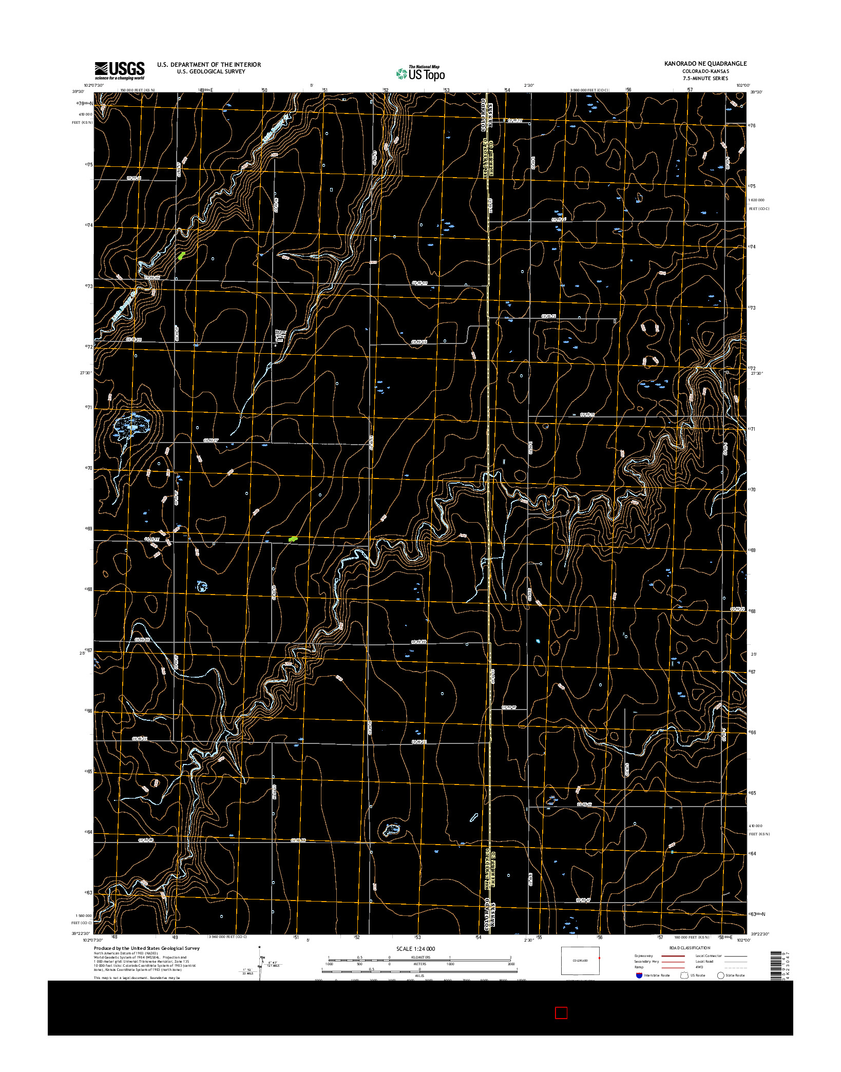 USGS US TOPO 7.5-MINUTE MAP FOR KANORADO NE, CO-KS 2016