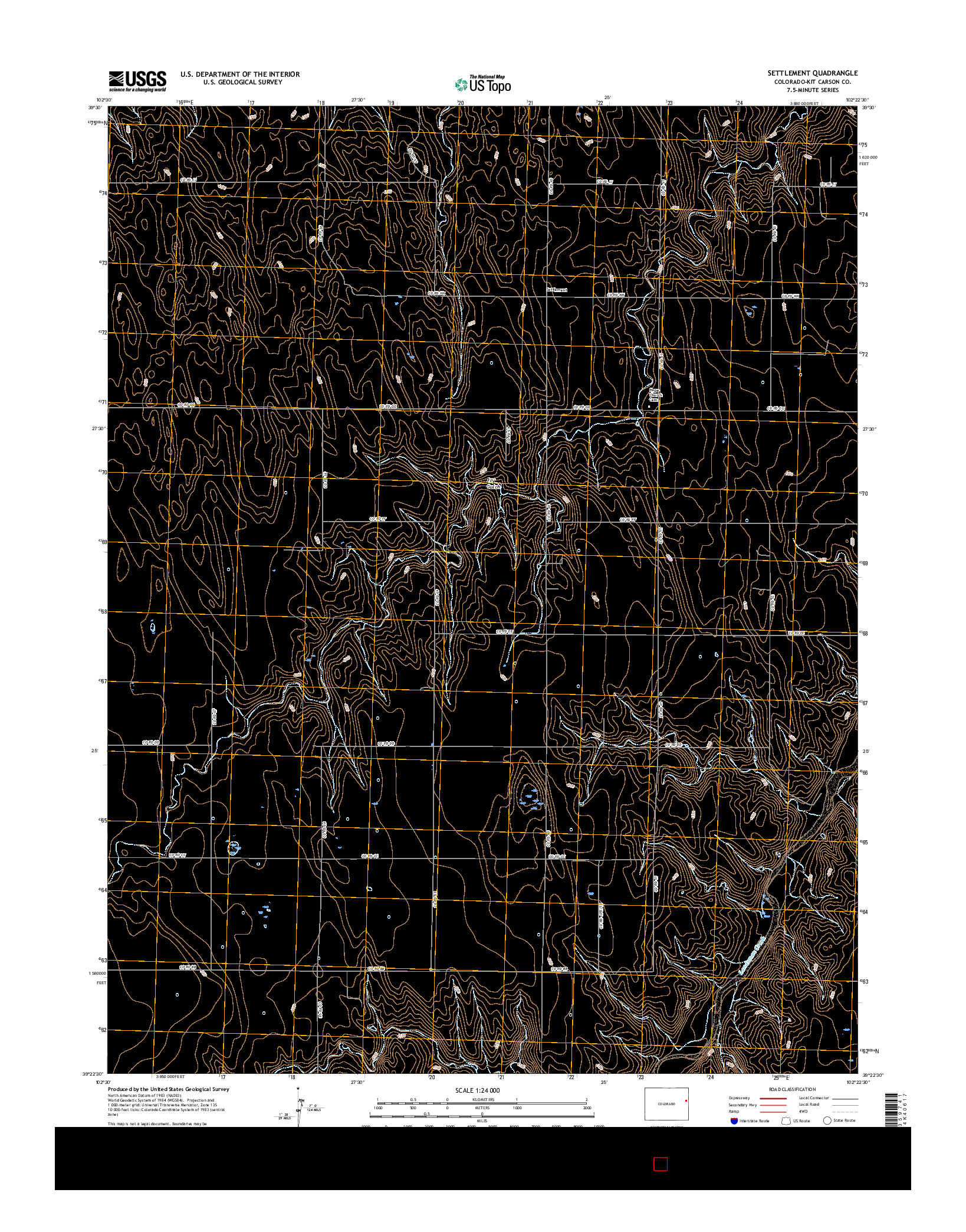 USGS US TOPO 7.5-MINUTE MAP FOR SETTLEMENT, CO 2016