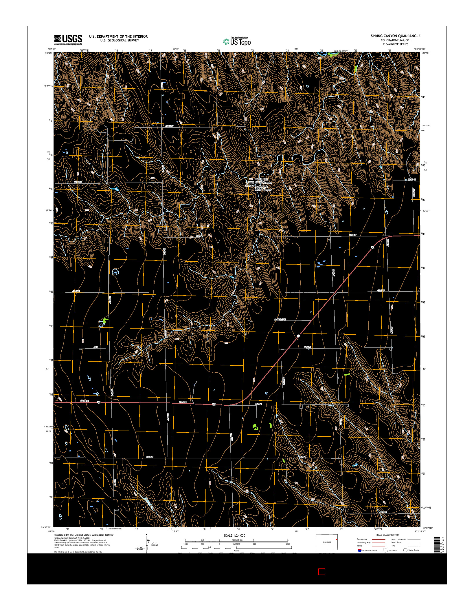 USGS US TOPO 7.5-MINUTE MAP FOR SPRING CANYON, CO 2016