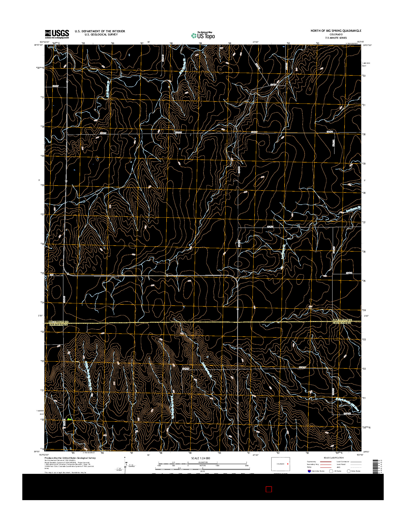 USGS US TOPO 7.5-MINUTE MAP FOR NORTH OF BIG SPRING, CO 2016