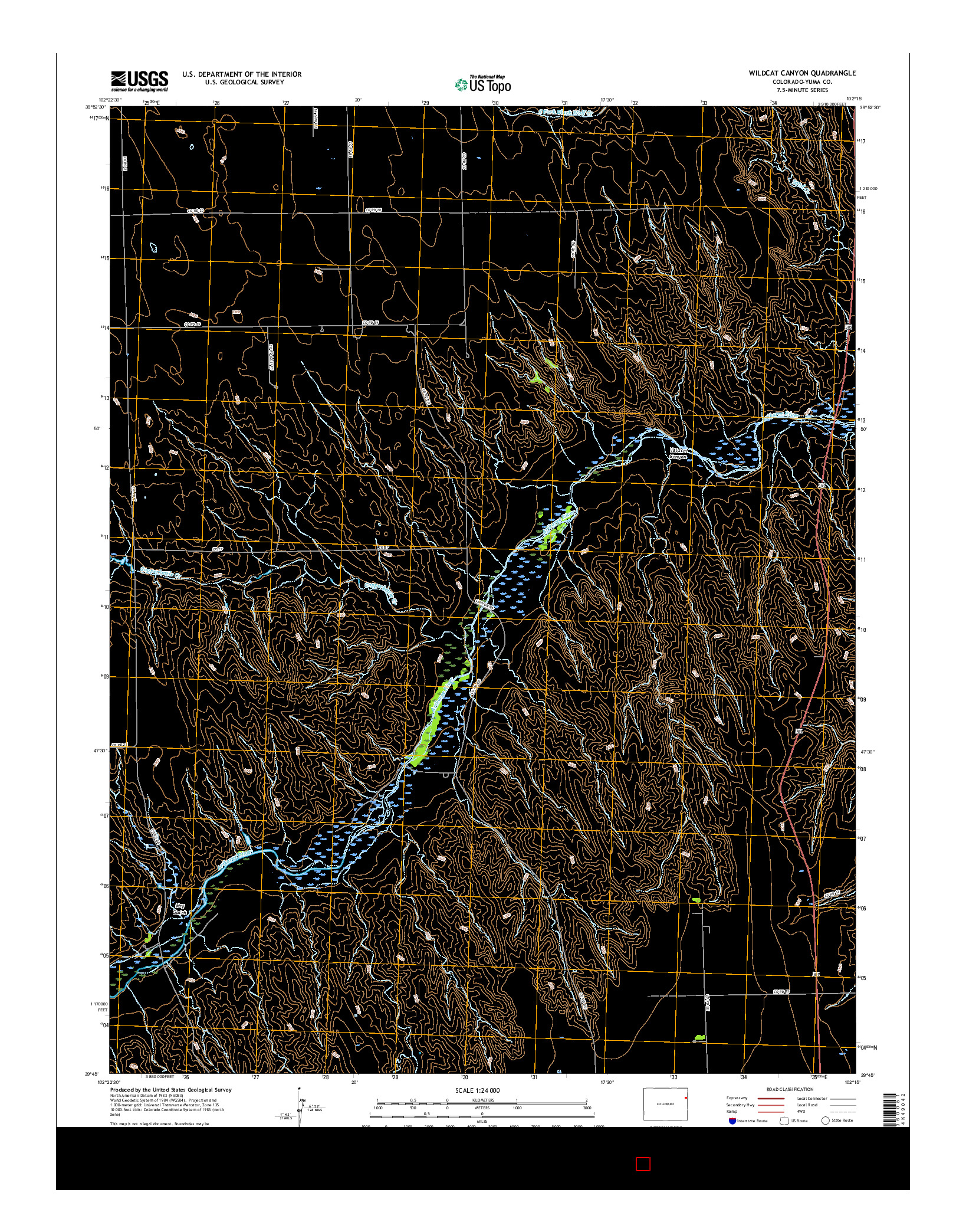 USGS US TOPO 7.5-MINUTE MAP FOR WILDCAT CANYON, CO 2016