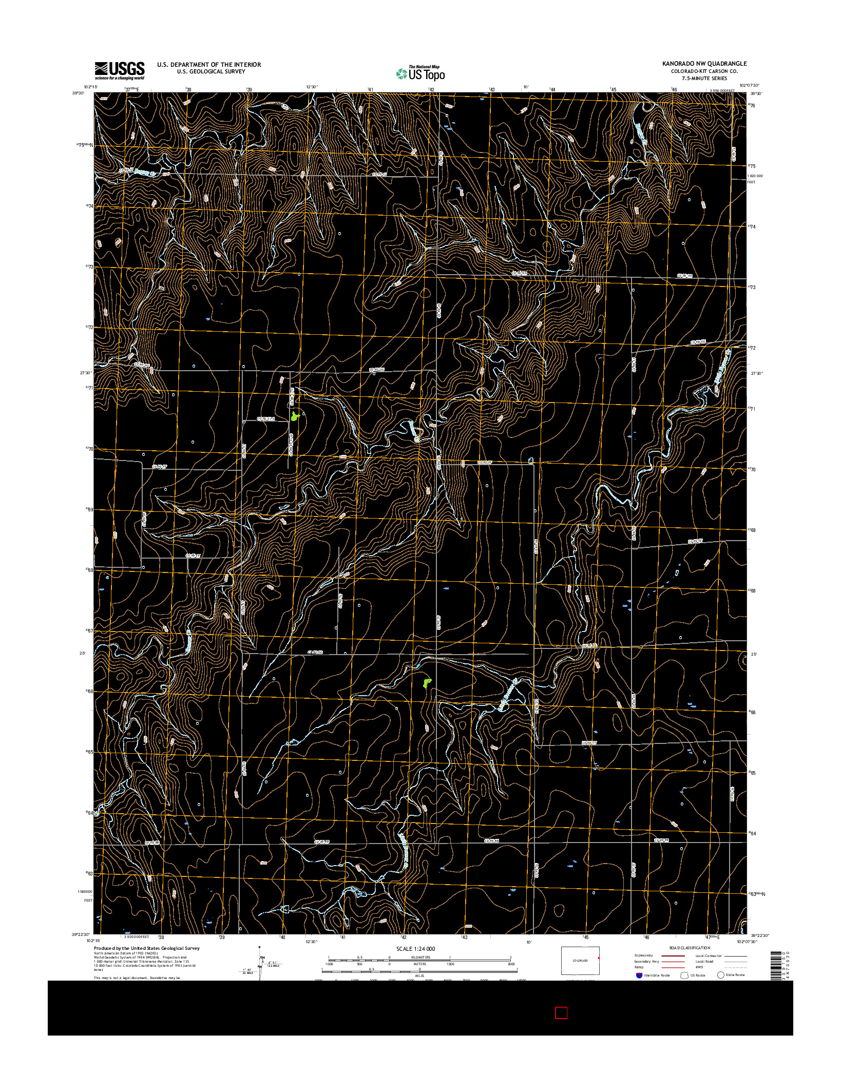 USGS US TOPO 7.5-MINUTE MAP FOR KANORADO NW, CO 2016